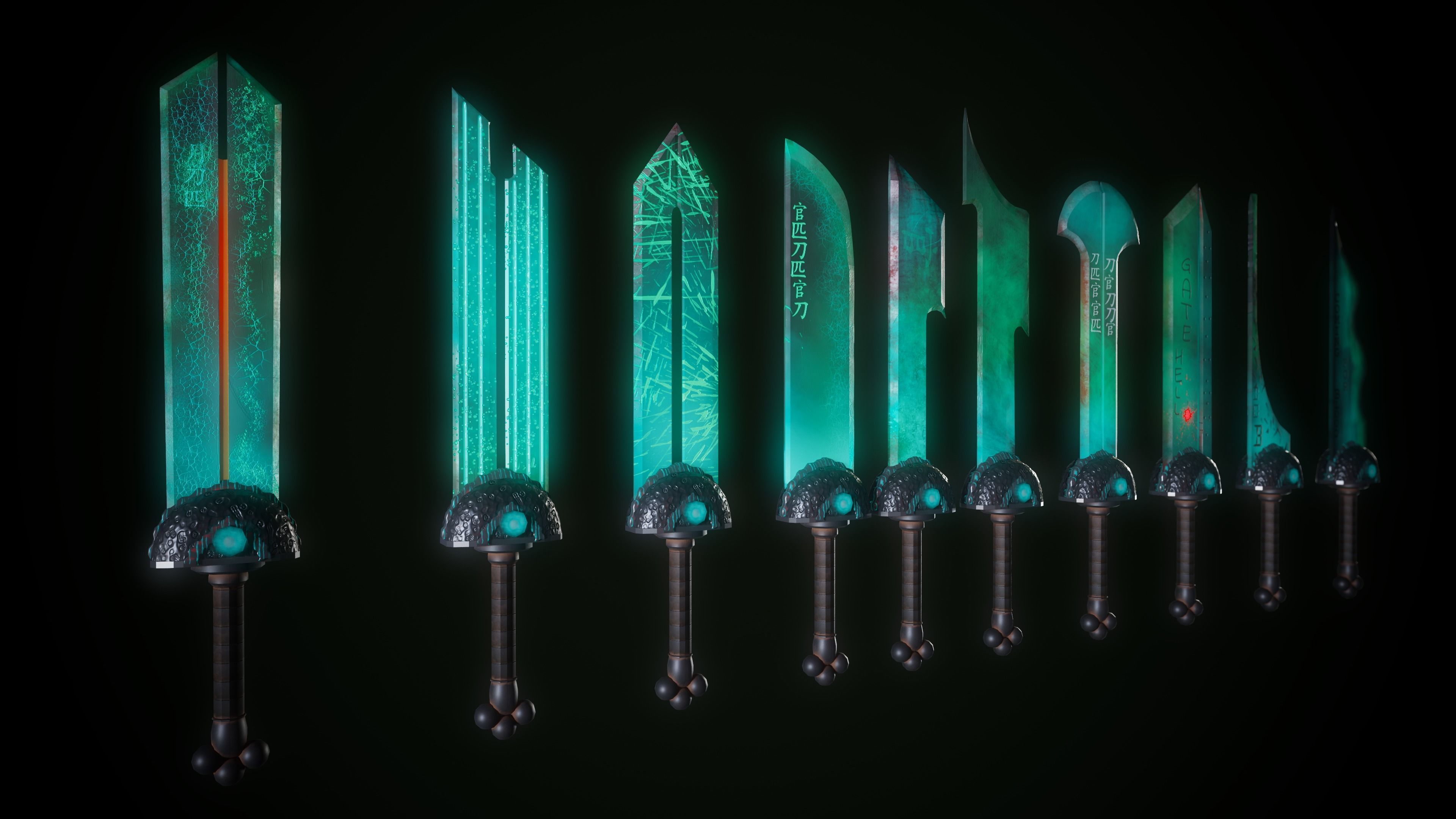 10 Swords pack Low-poly 3D model_5