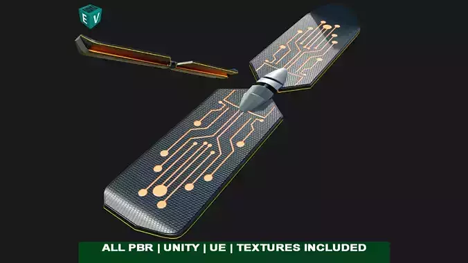Sic-Fi Hoverboard 4 All PBR Unity UE Textures Included Low-poly 3D model