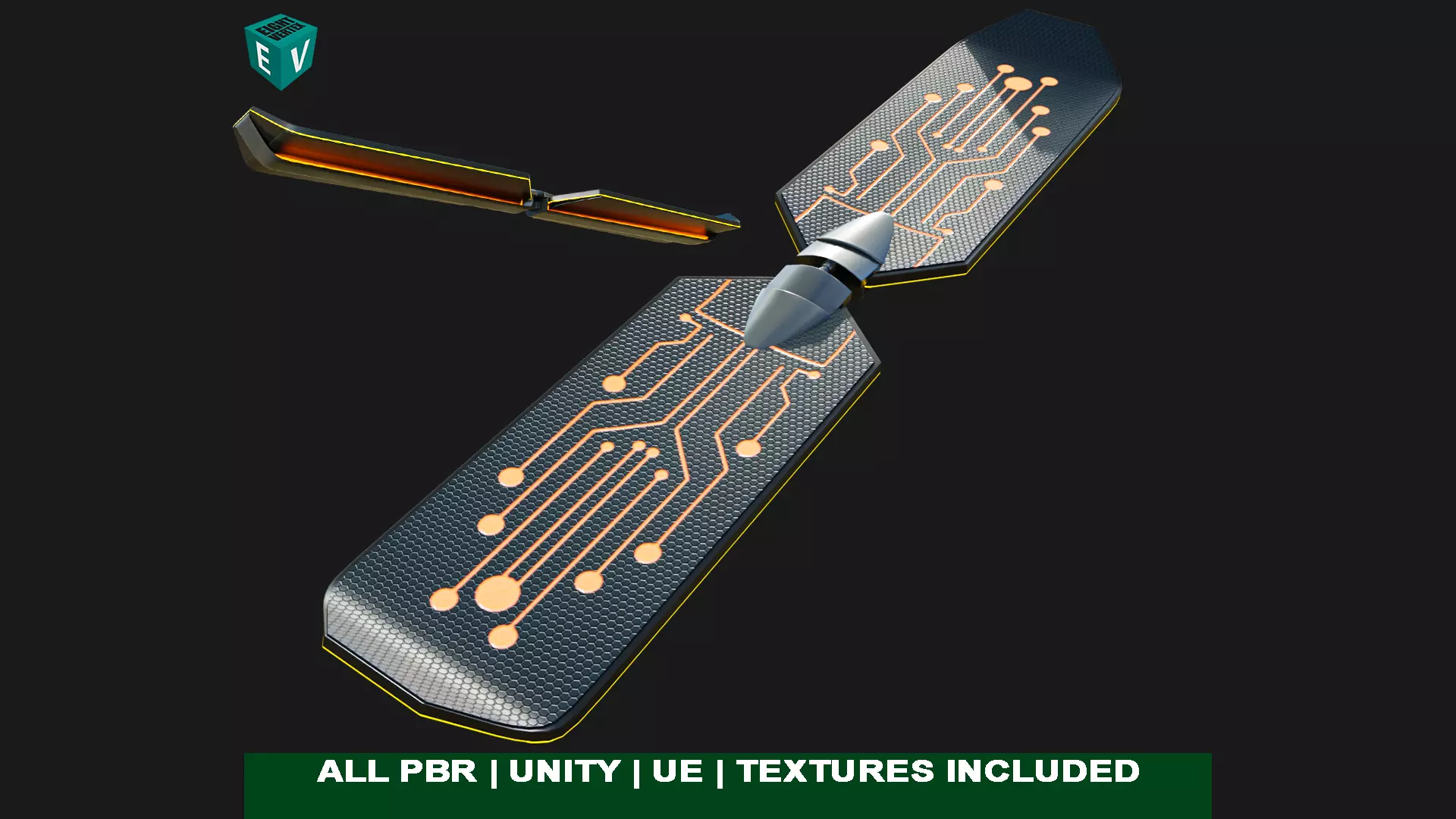 Sic-Fi Hoverboard 4 All PBR Unity UE Textures Included Low-poly 3D model_0