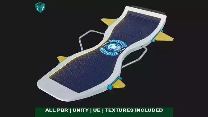  Sci Fi Hoverboard 7 All PBR Unity UE Textures Included Low-poly 3D model