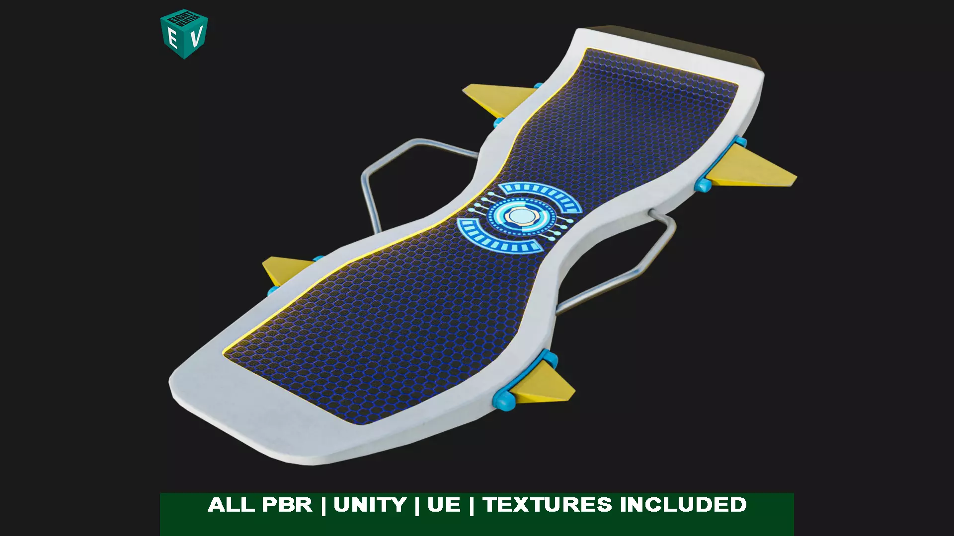  Sci Fi Hoverboard 7 All PBR Unity UE Textures Included Low-poly 3D model_0