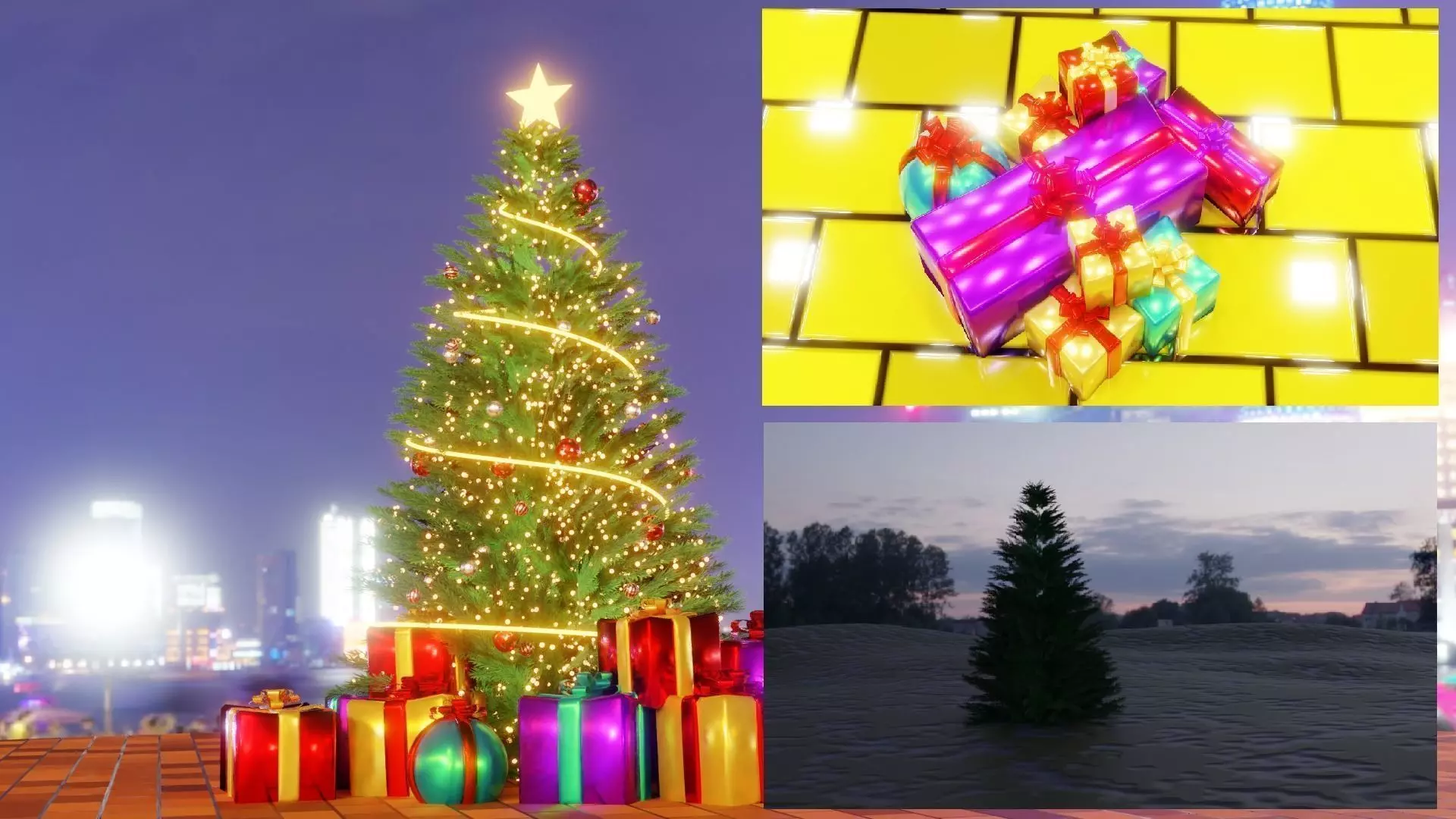 CHRISTMAS TREE - GIFT BOXES -  PLAIN CHRISTMAS TREE 3D Model Collection_0