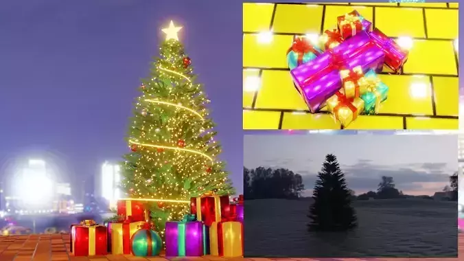 CHRISTMAS TREE - GIFT BOXES -  PLAIN CHRISTMAS TREE 3D Model Collection