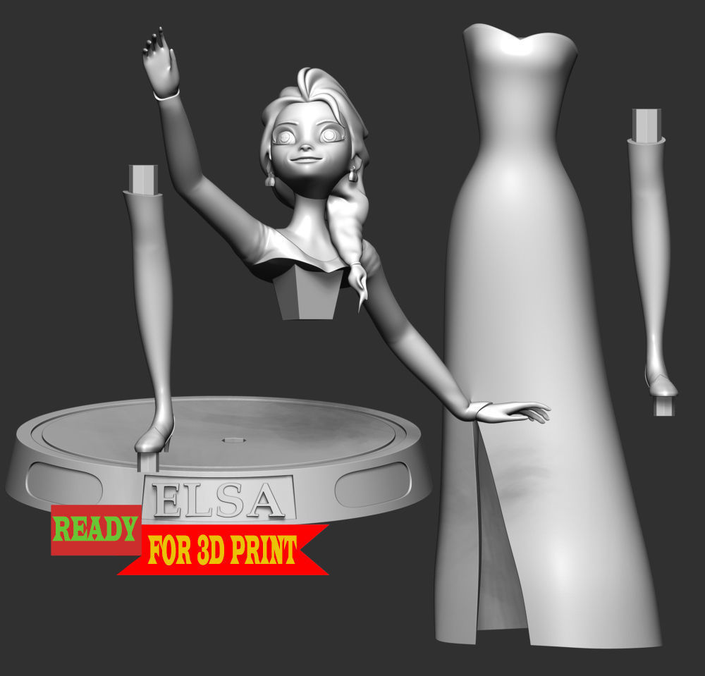 Elsa Princess 3D print model_3