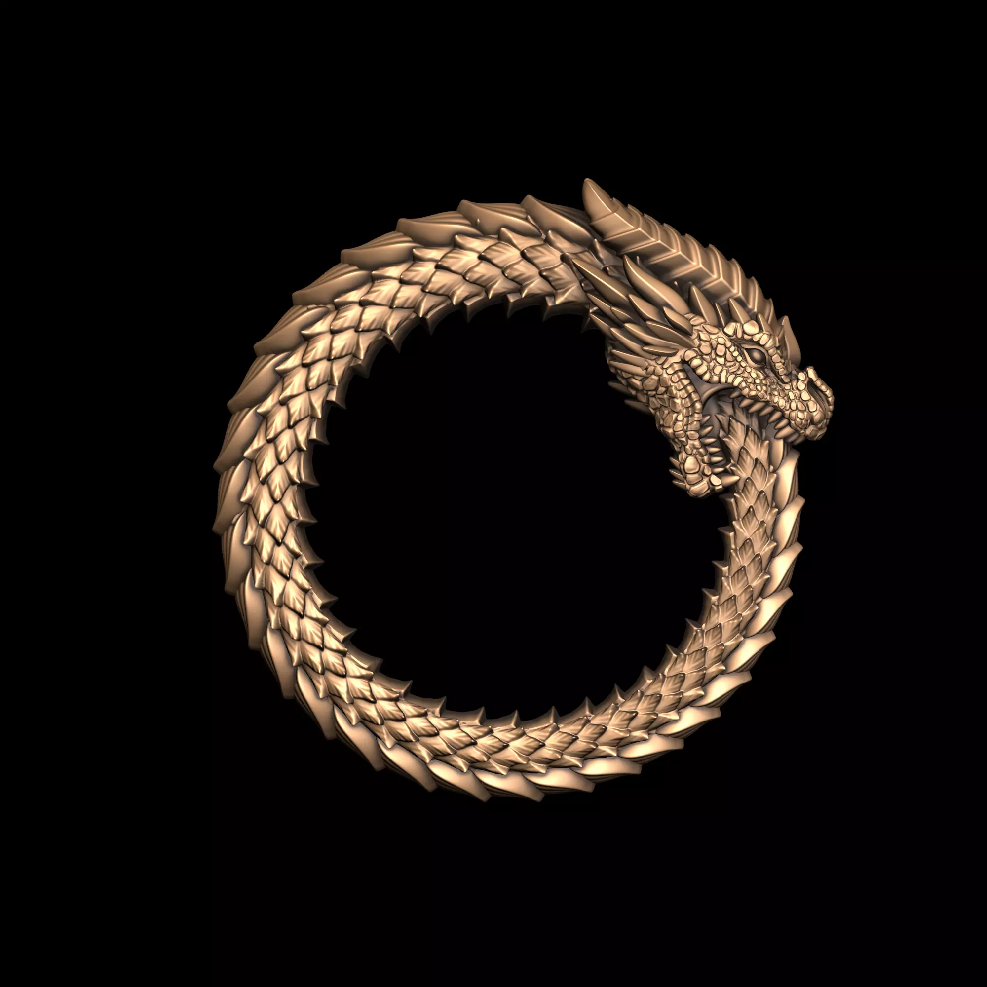 Ouroboros pendant 3D print model_0