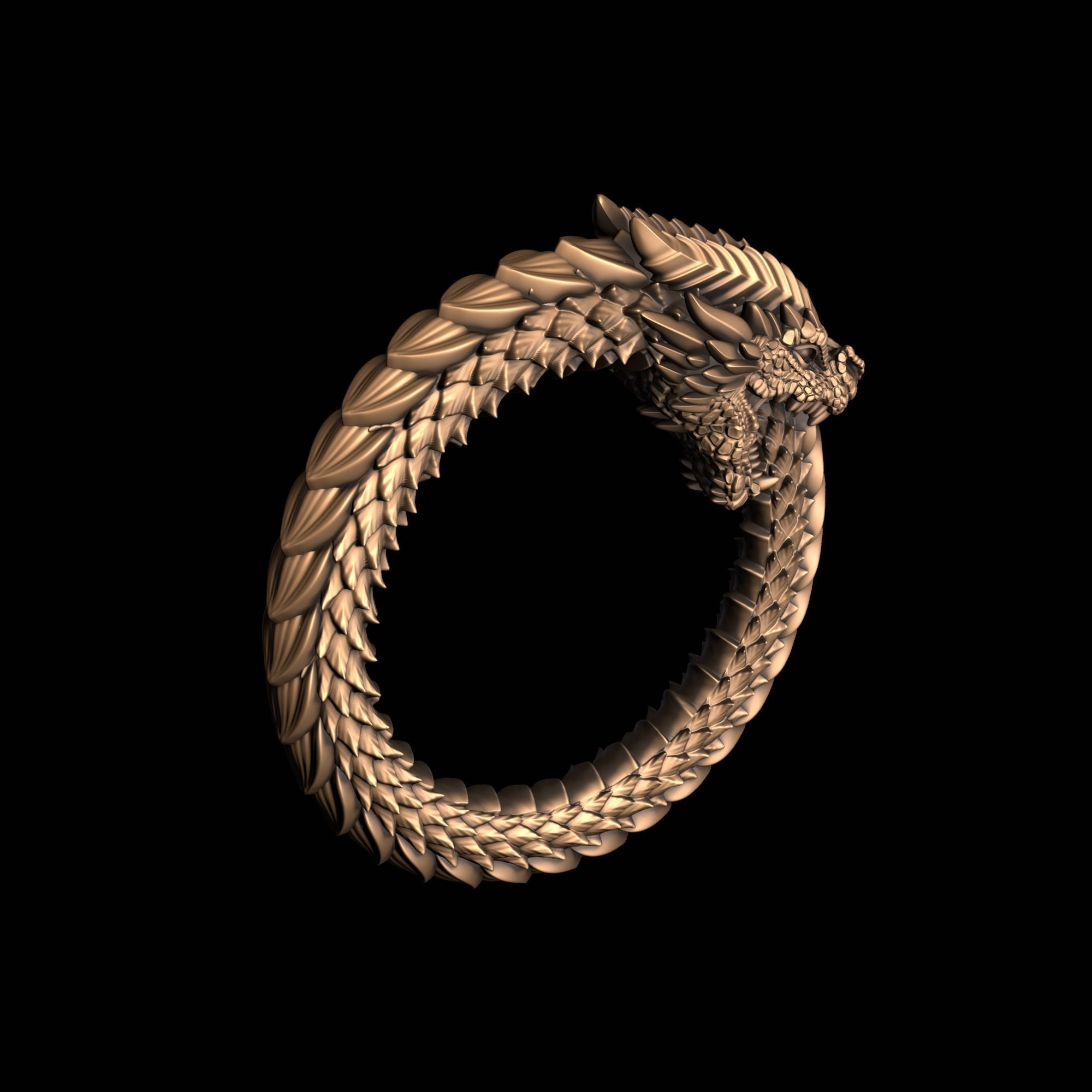 Ouroboros pendant 3D print model_3