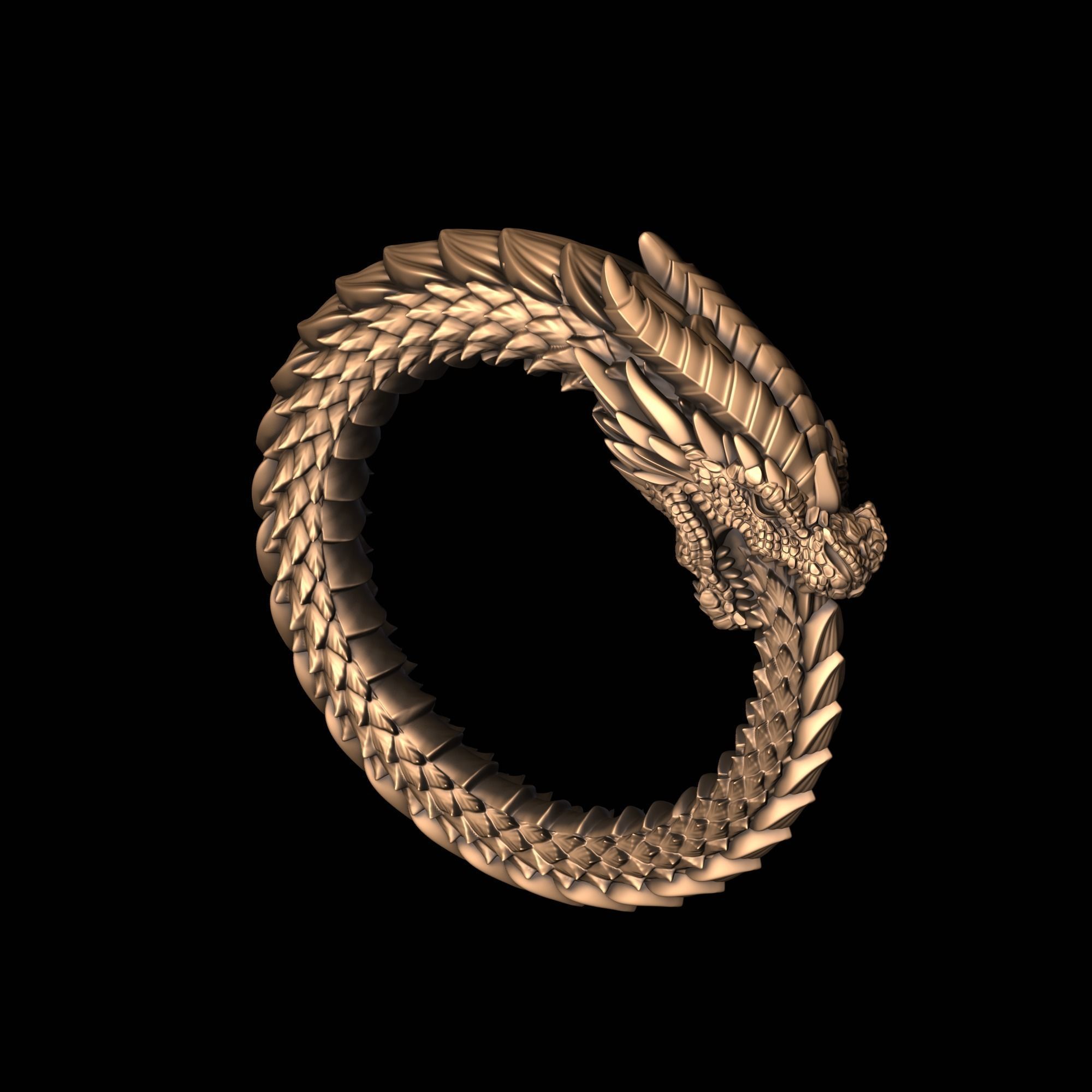 Ouroboros pendant 3D print model_2