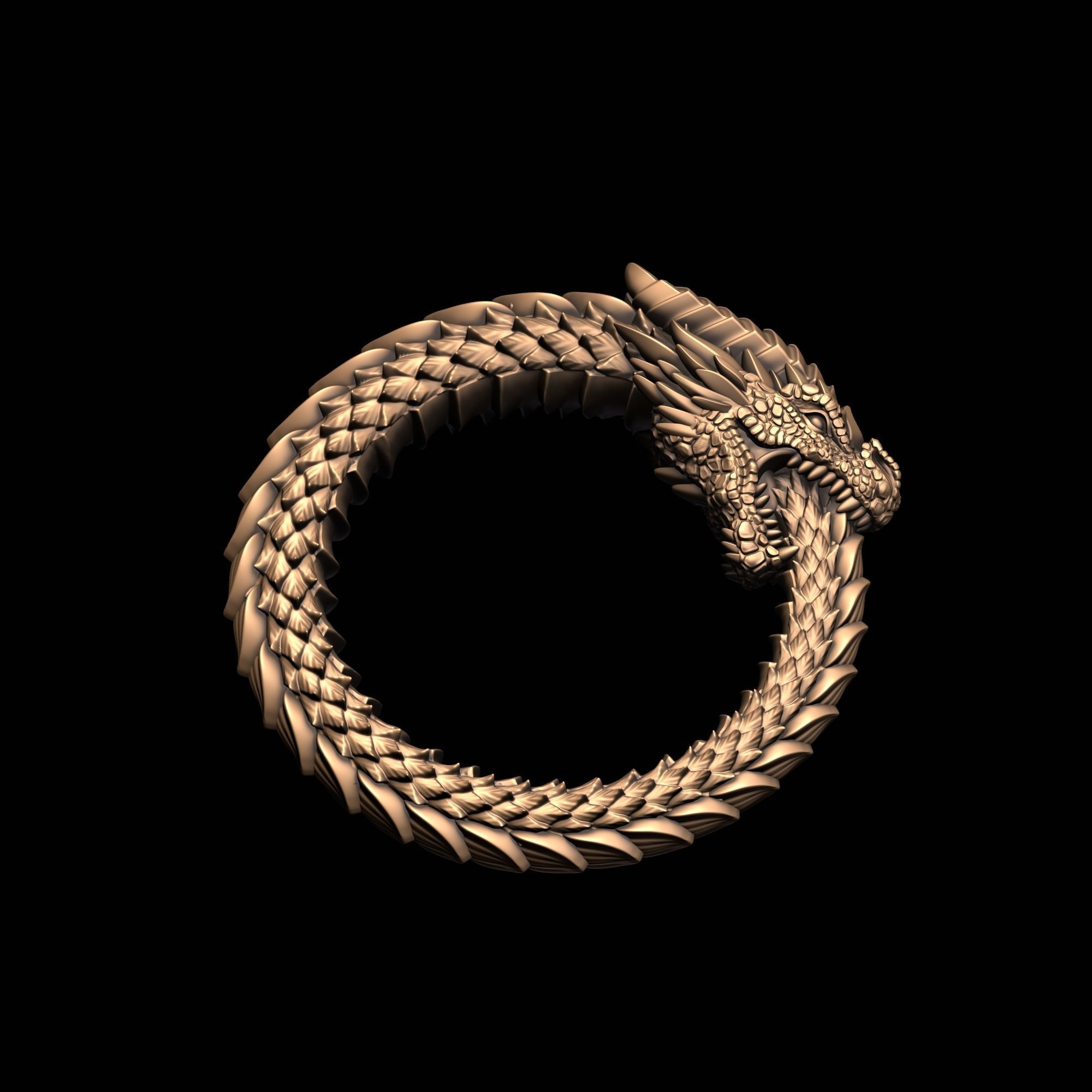 Ouroboros pendant 3D print model_4