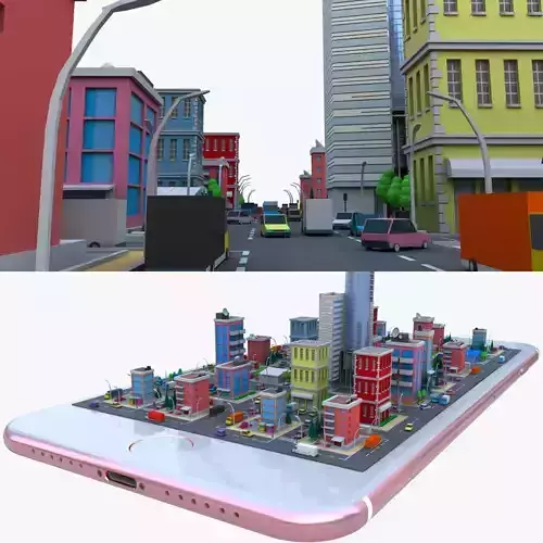 Toon City Low Poly Animated Low-poly 3D model