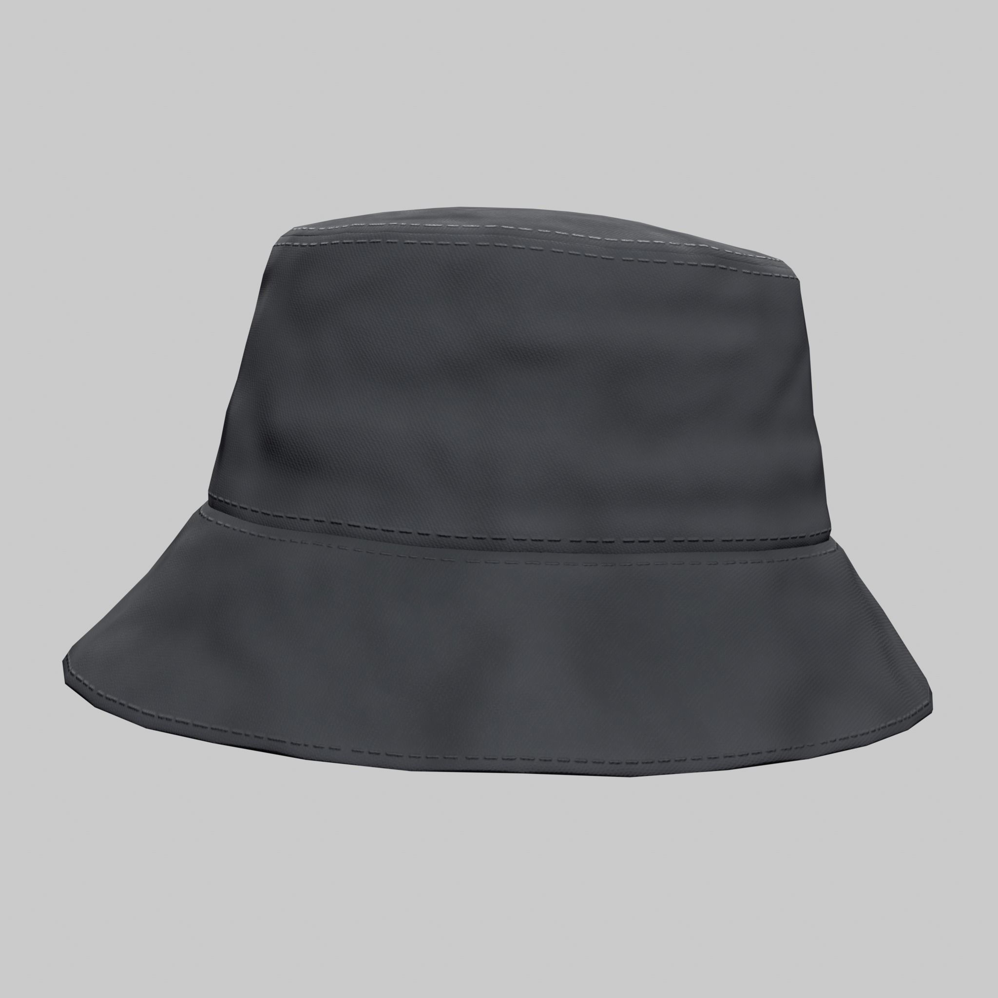 Bucket Hat White Red Gray Low-poly 3D model_7