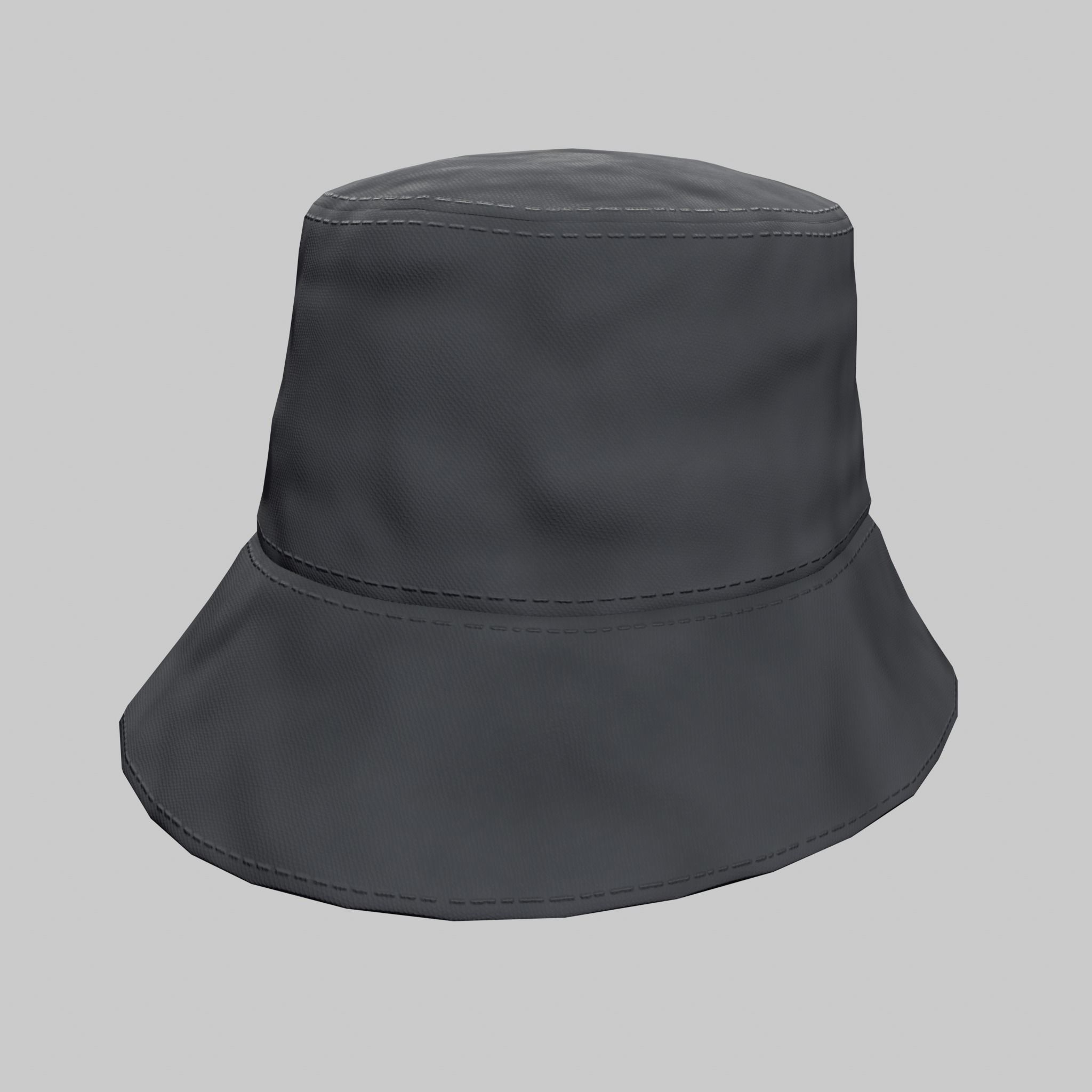 Bucket Hat White Red Gray Low-poly 3D model_2