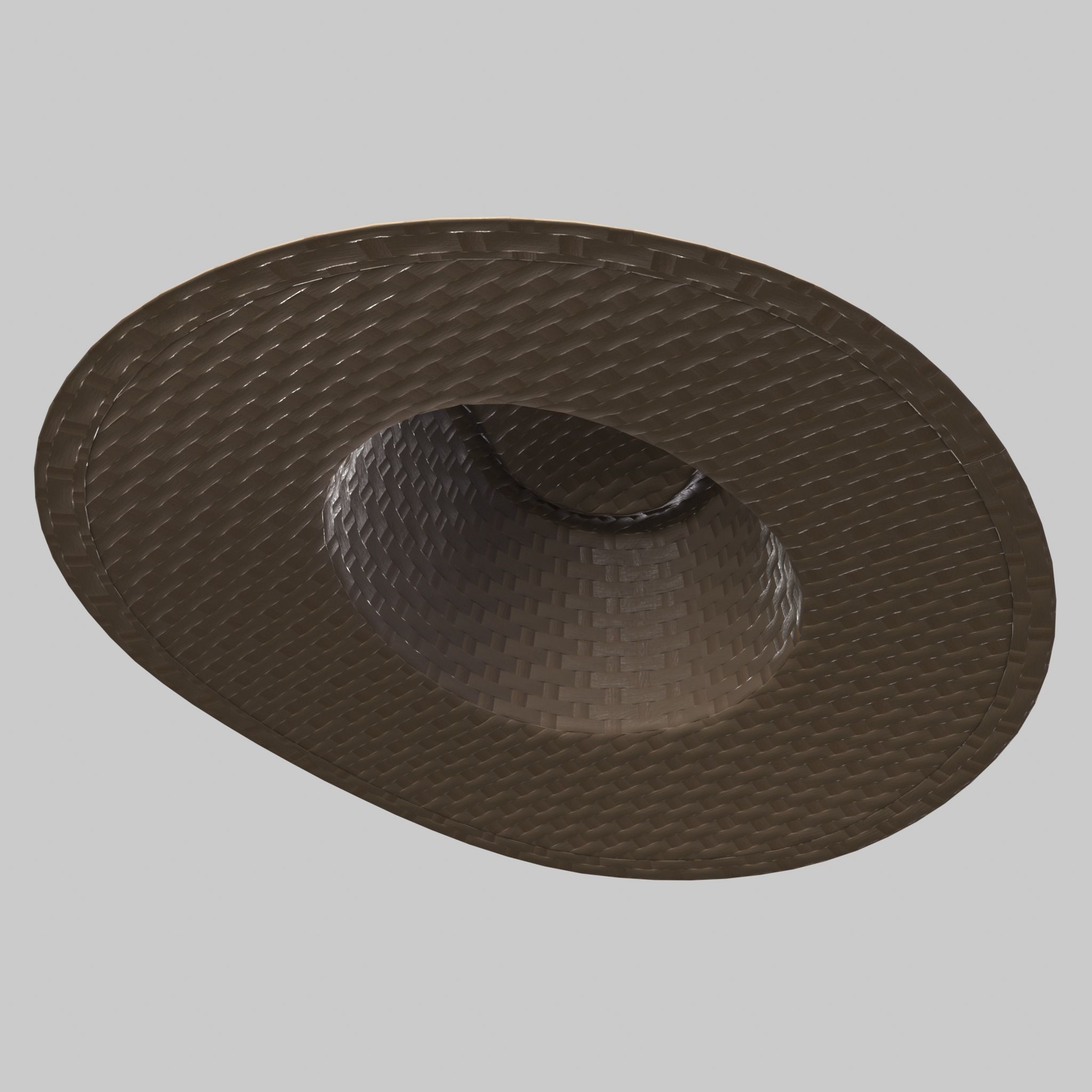 Panama Hat Straw Sun Fedora Low-poly 3D model_10