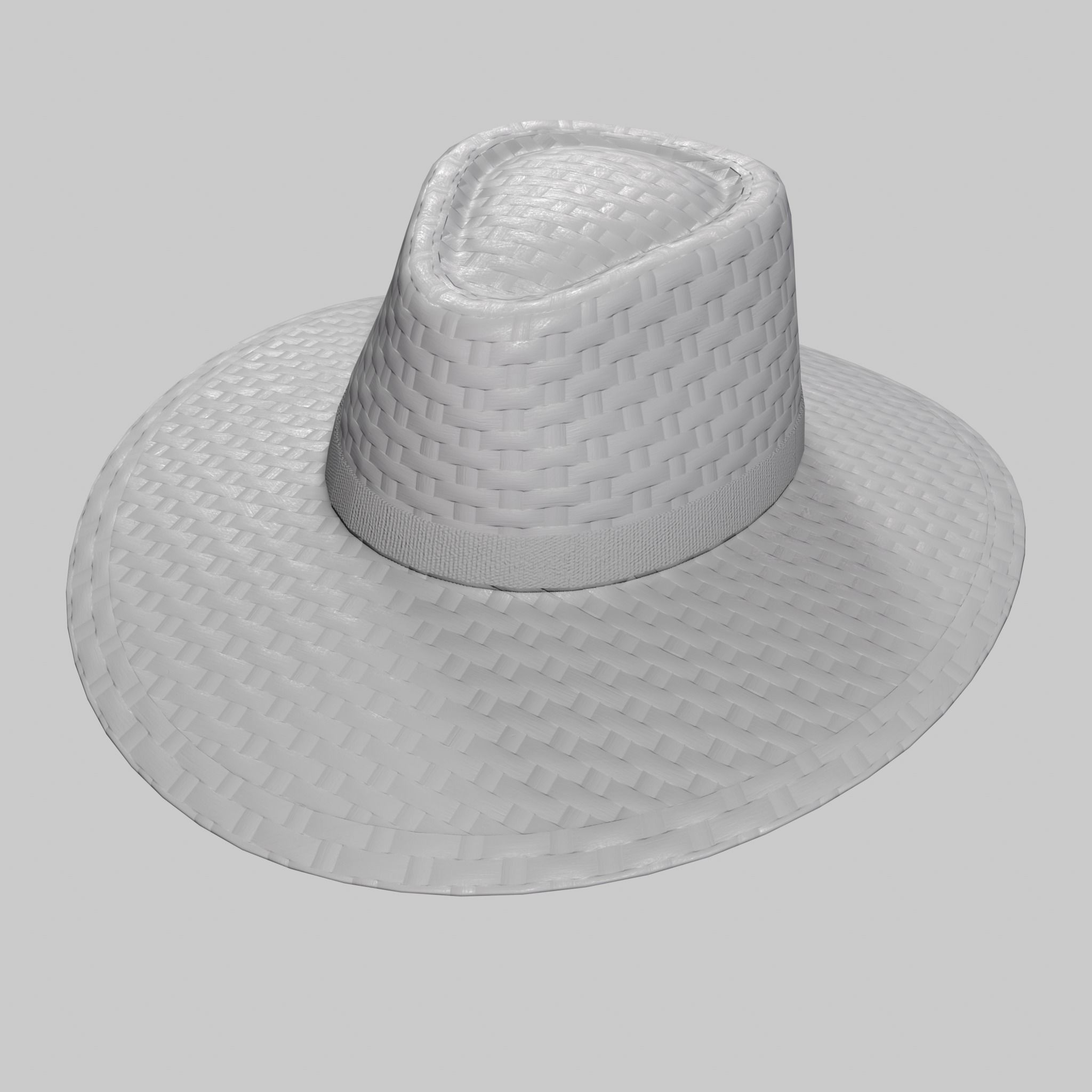 Panama Hat Straw Sun Fedora Low-poly 3D model_12