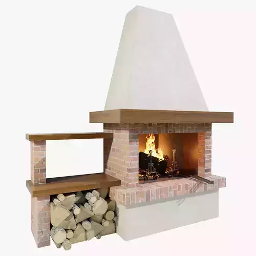 Fireplace outdoor with logs on top 3D model