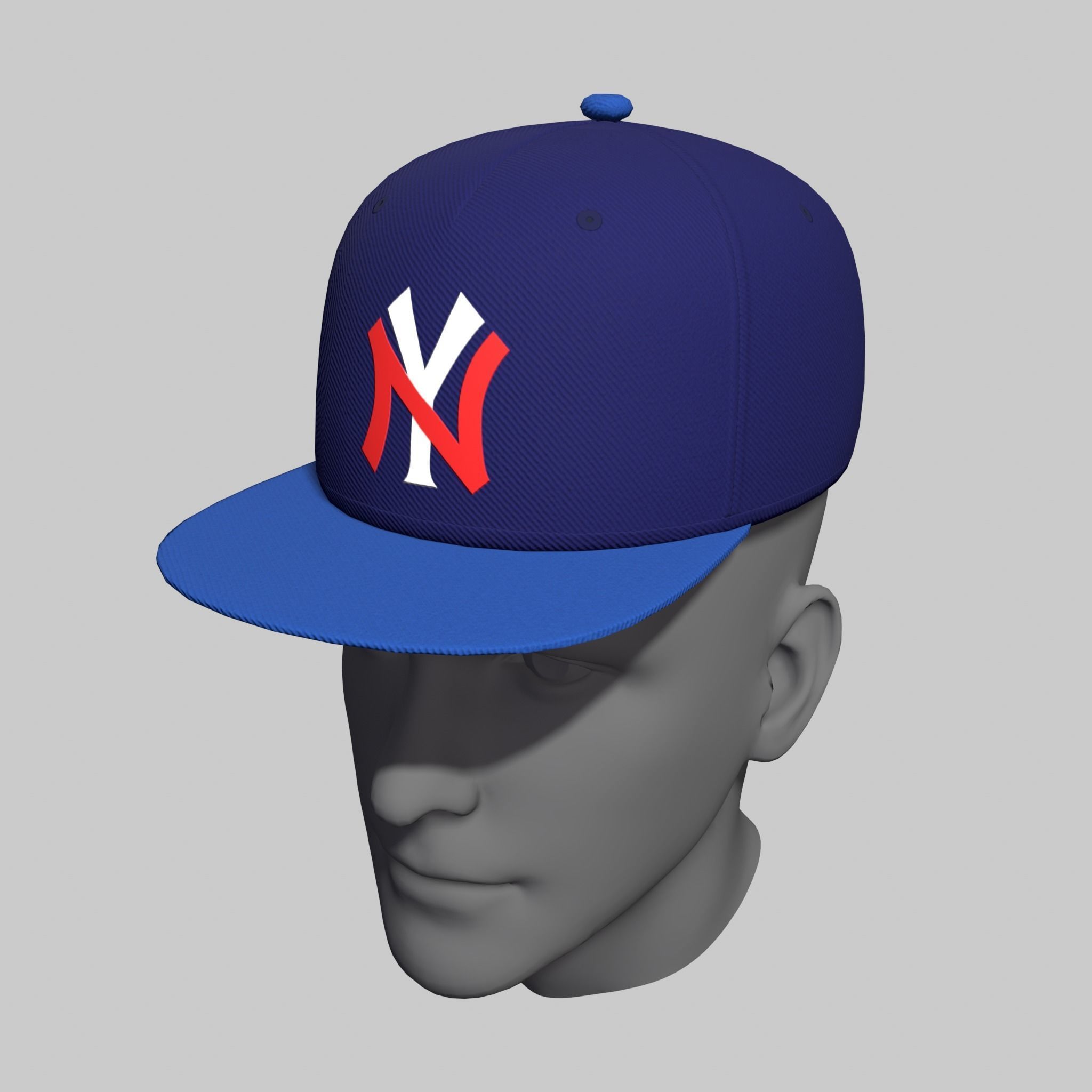 Baseball Cap Red Blue Purple Hat NY New York Yankees Low-poly 3D model_4