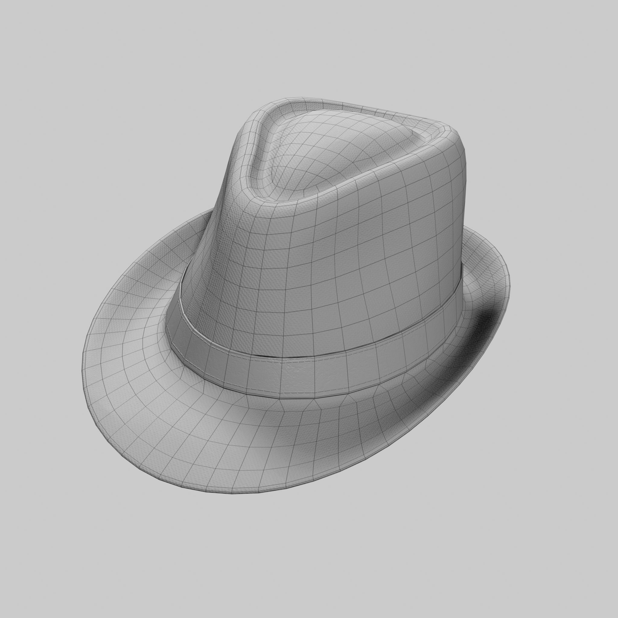 Panama Hat Fedora Brown Gray Low-poly 3D model_12