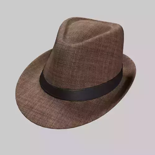 Panama Hat Fedora Brown Gray Low-poly 3D model