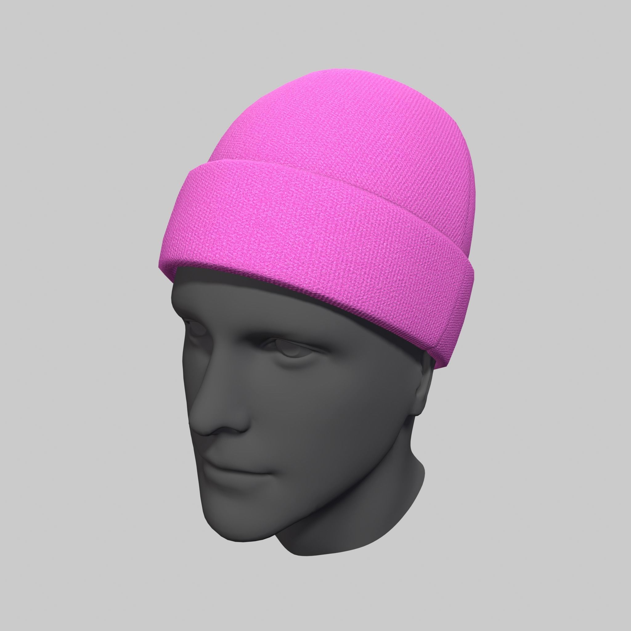 Beanie Hat Winter Worm Wool Hat Black Pink Yellow Unisex Low-poly 3D model_4