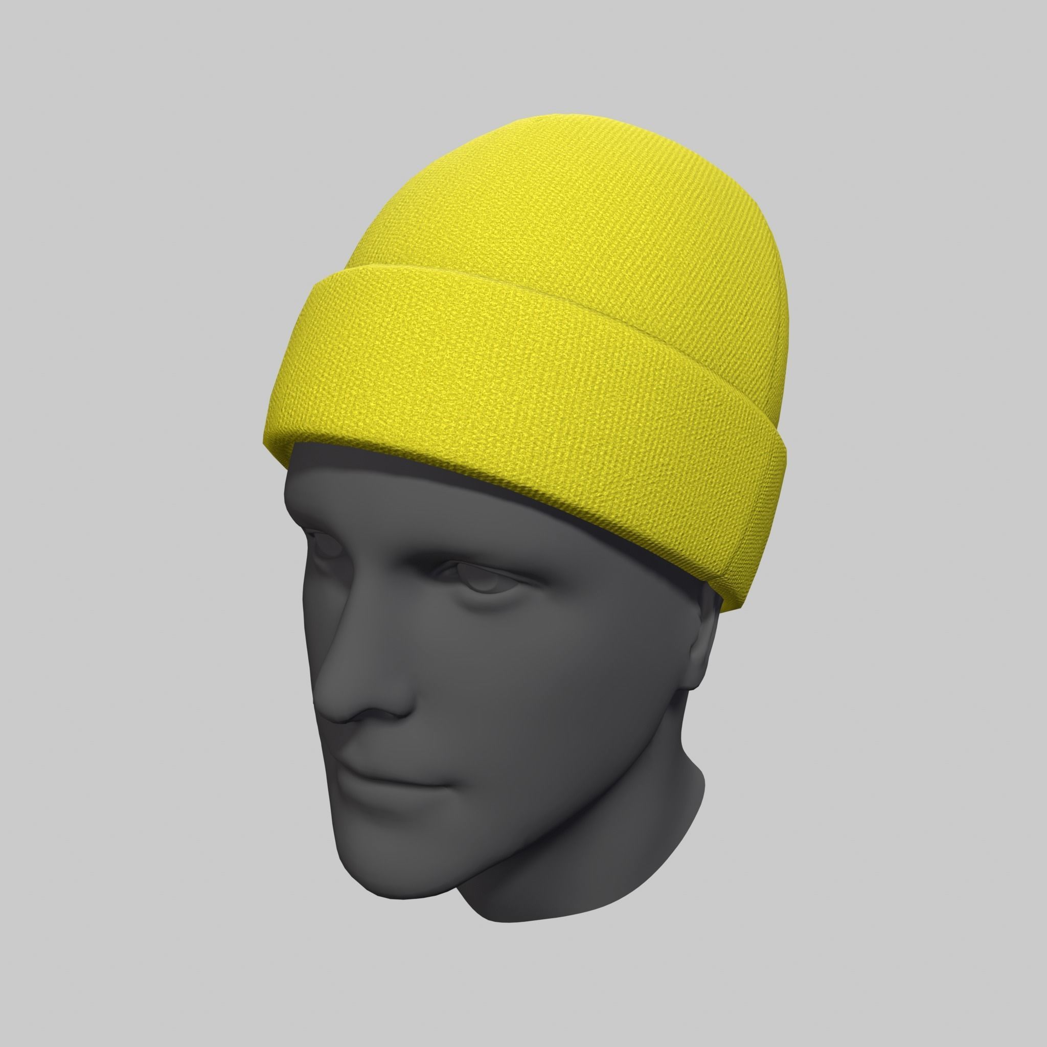 Beanie Hat Winter Worm Wool Hat Black Pink Yellow Unisex Low-poly 3D model_5