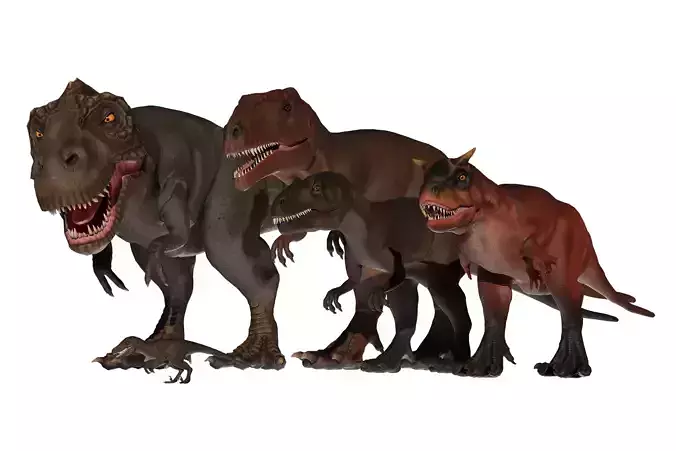 Pack of theropods Low-poly 3D model
