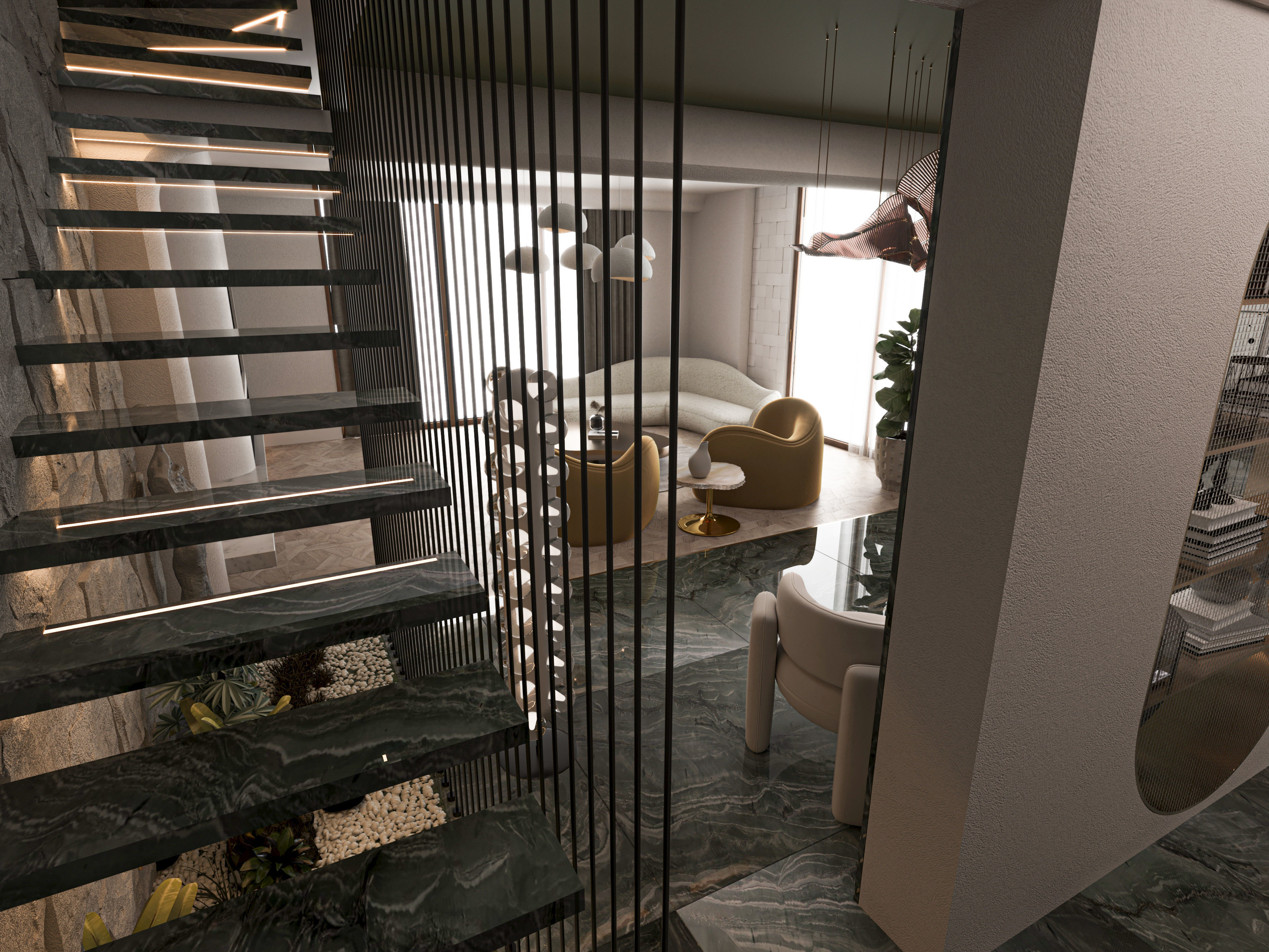 Living Room and Kitchen Modern DA Villa 3D model_14