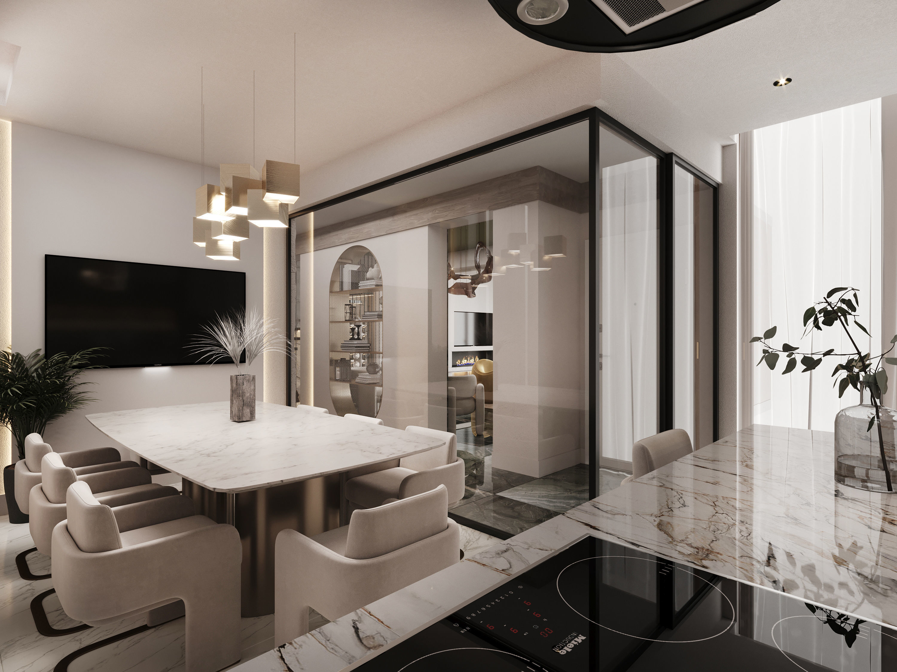 Living Room and Kitchen Modern DA Villa 3D model_7