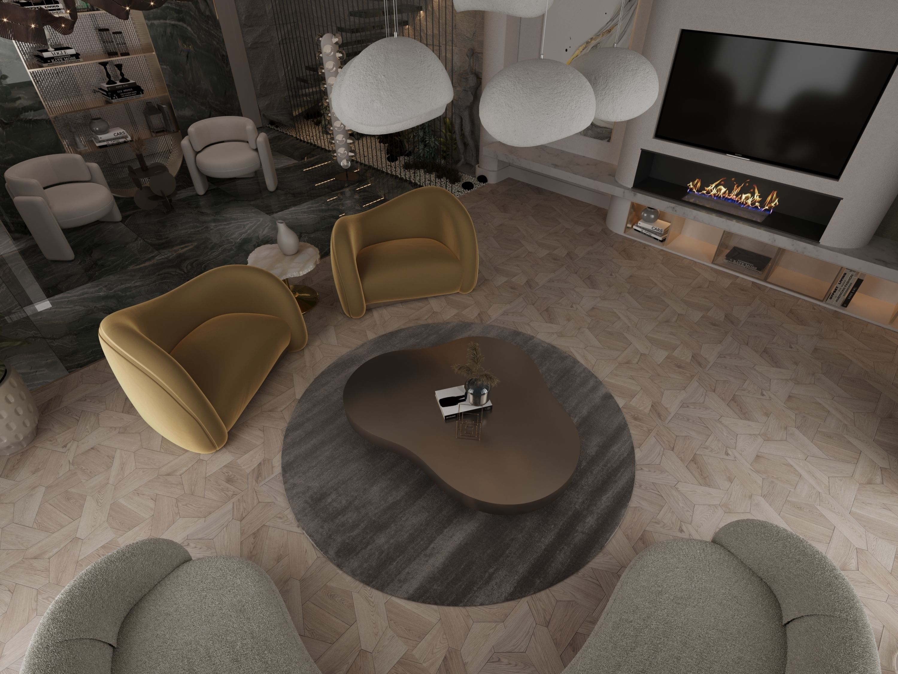 Living Room and Kitchen Modern DA Villa 3D model_10