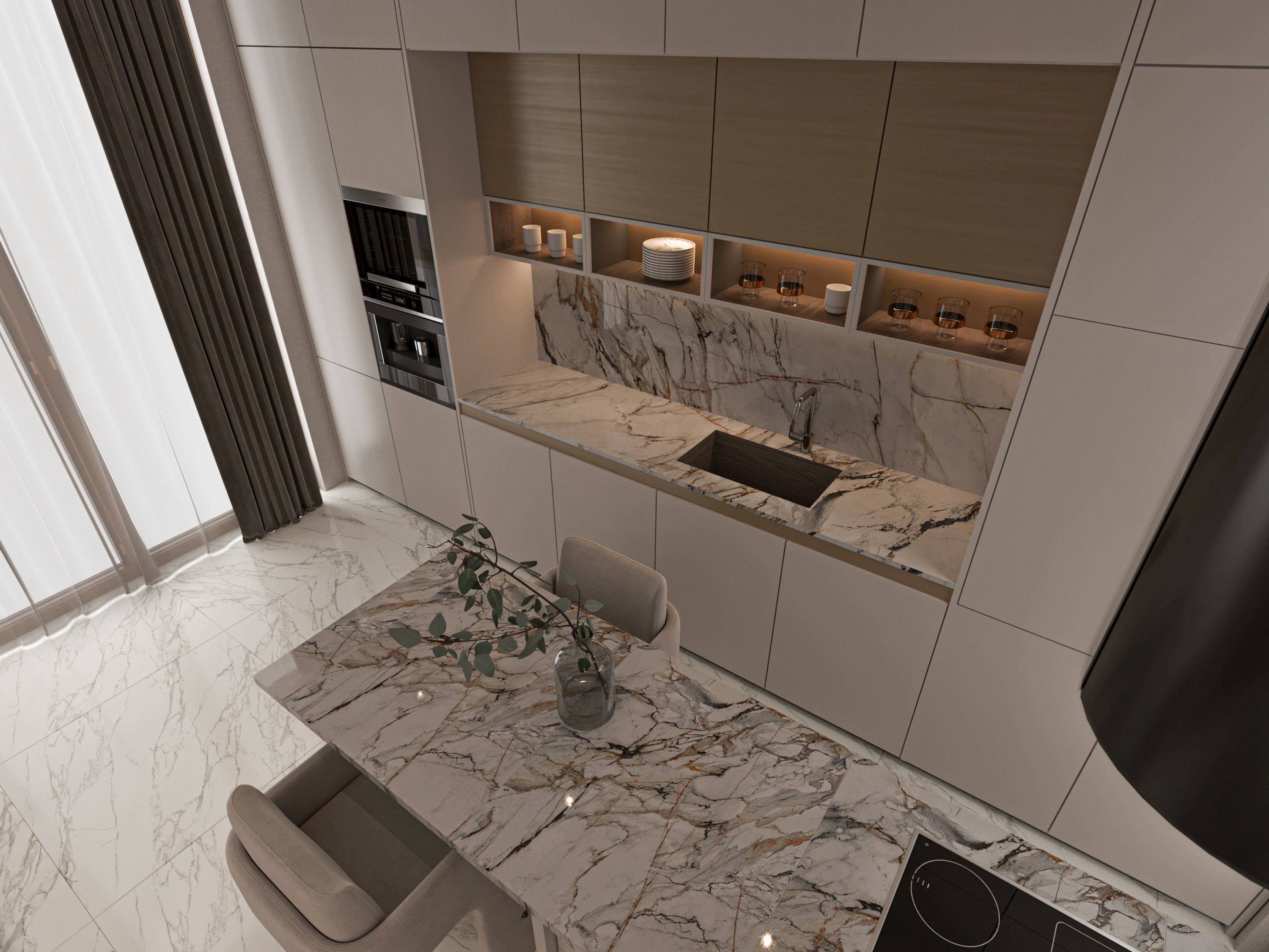 Living Room and Kitchen Modern DA Villa 3D model_13