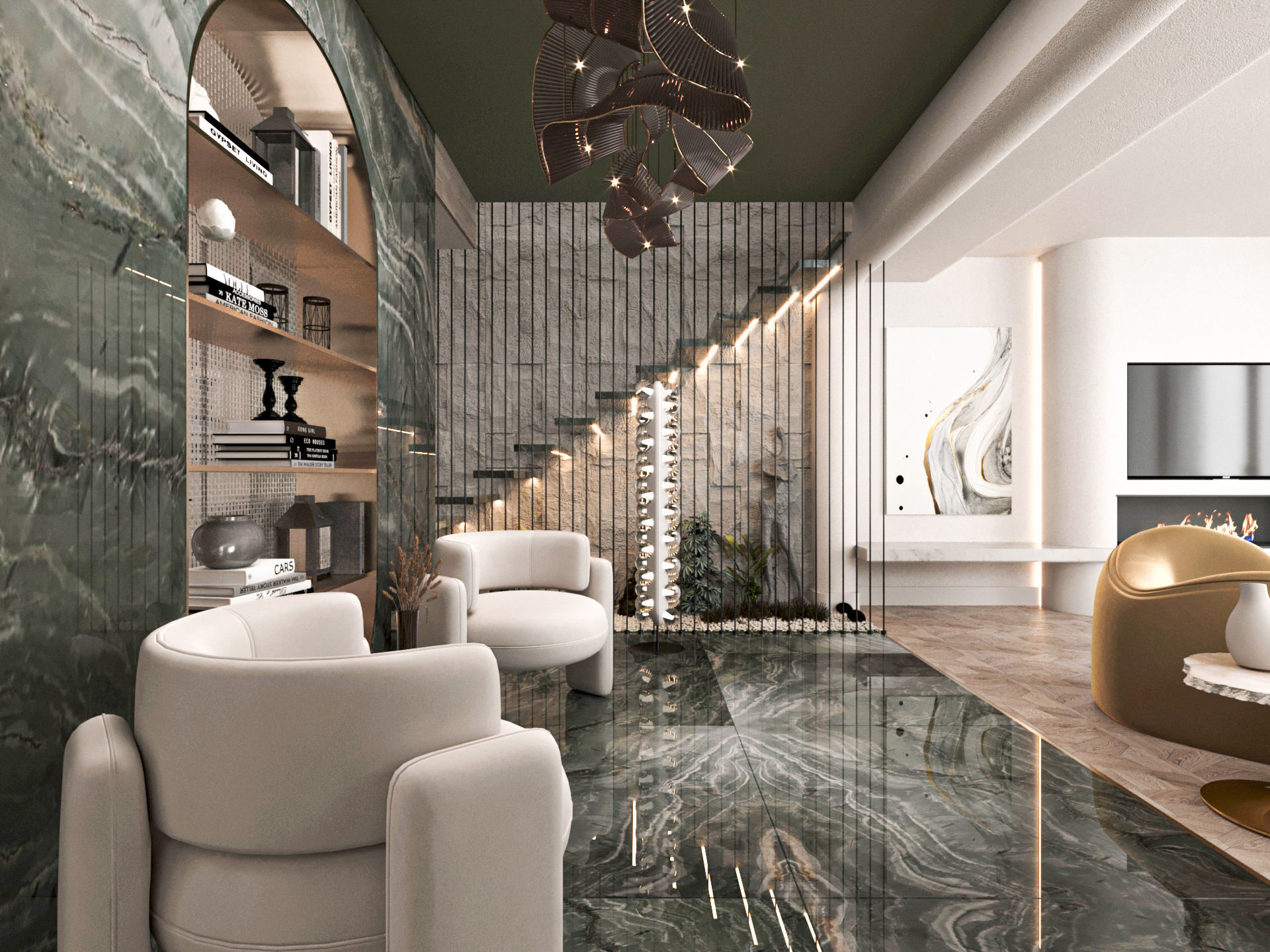 Living Room and Kitchen Modern DA Villa 3D model_18