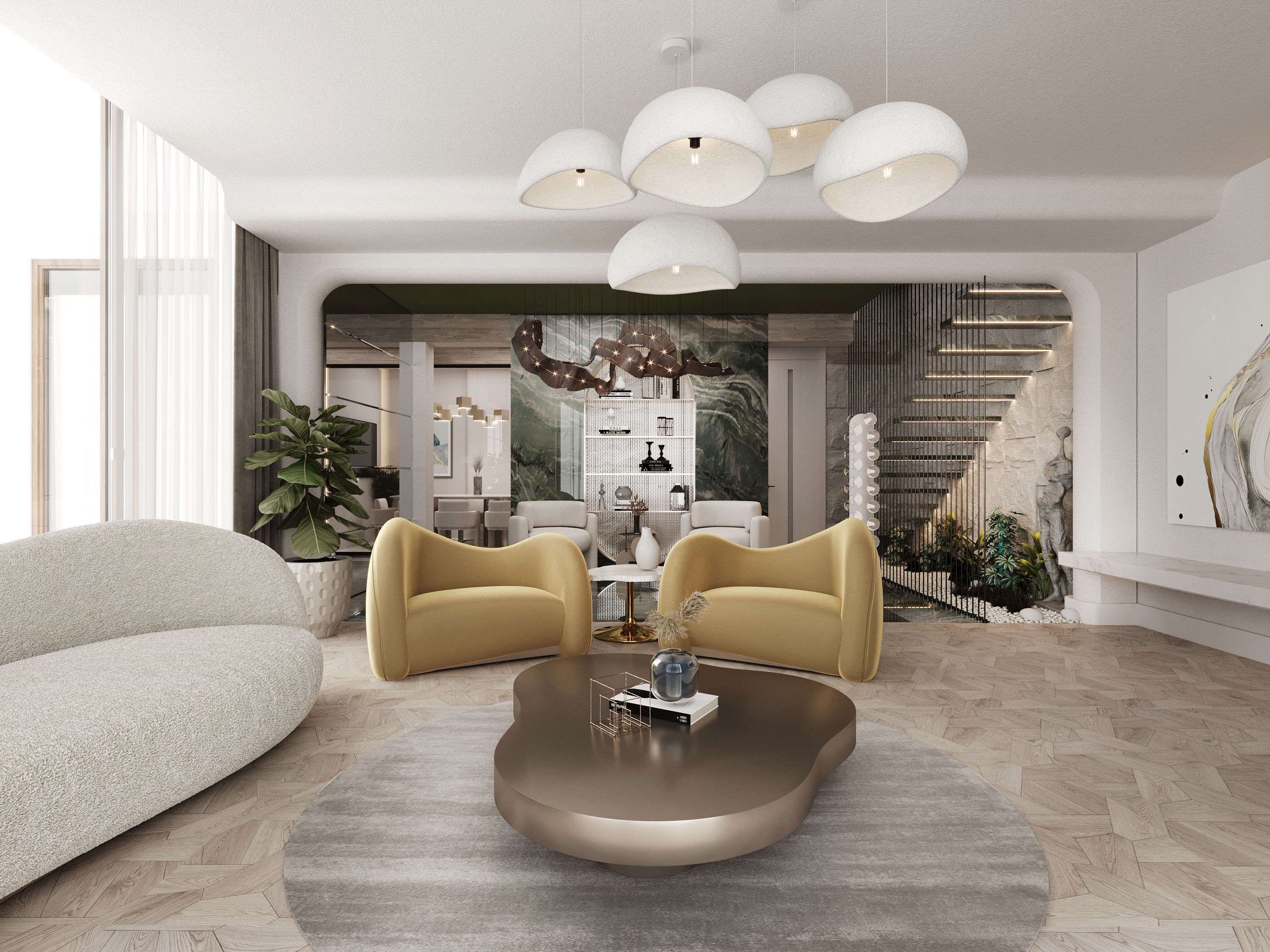 Living Room and Kitchen Modern DA Villa 3D model_8