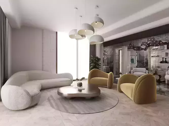 Living Room and Kitchen Modern DA Villa 3D model