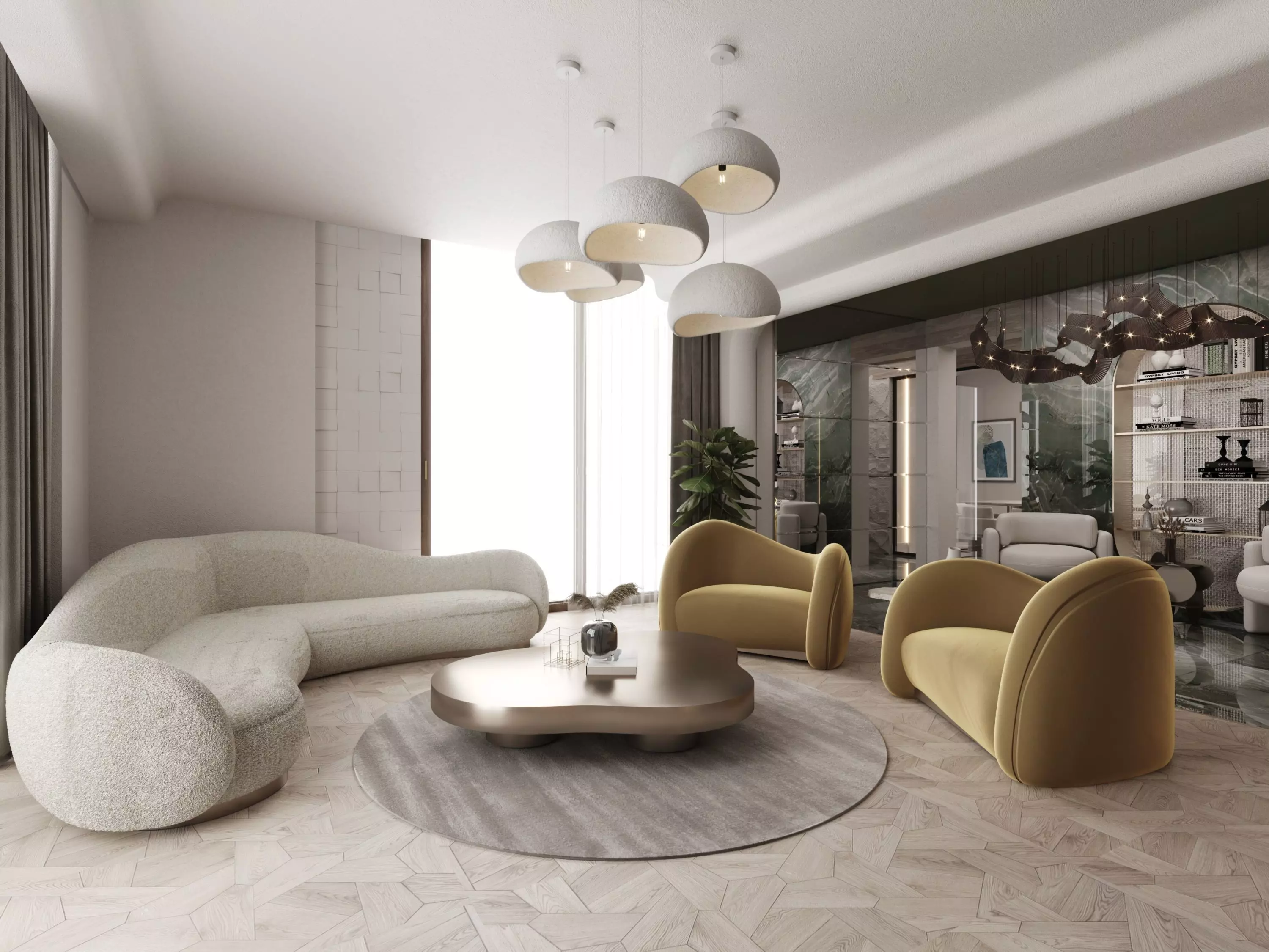 Living Room and Kitchen Modern DA Villa 3D model_0