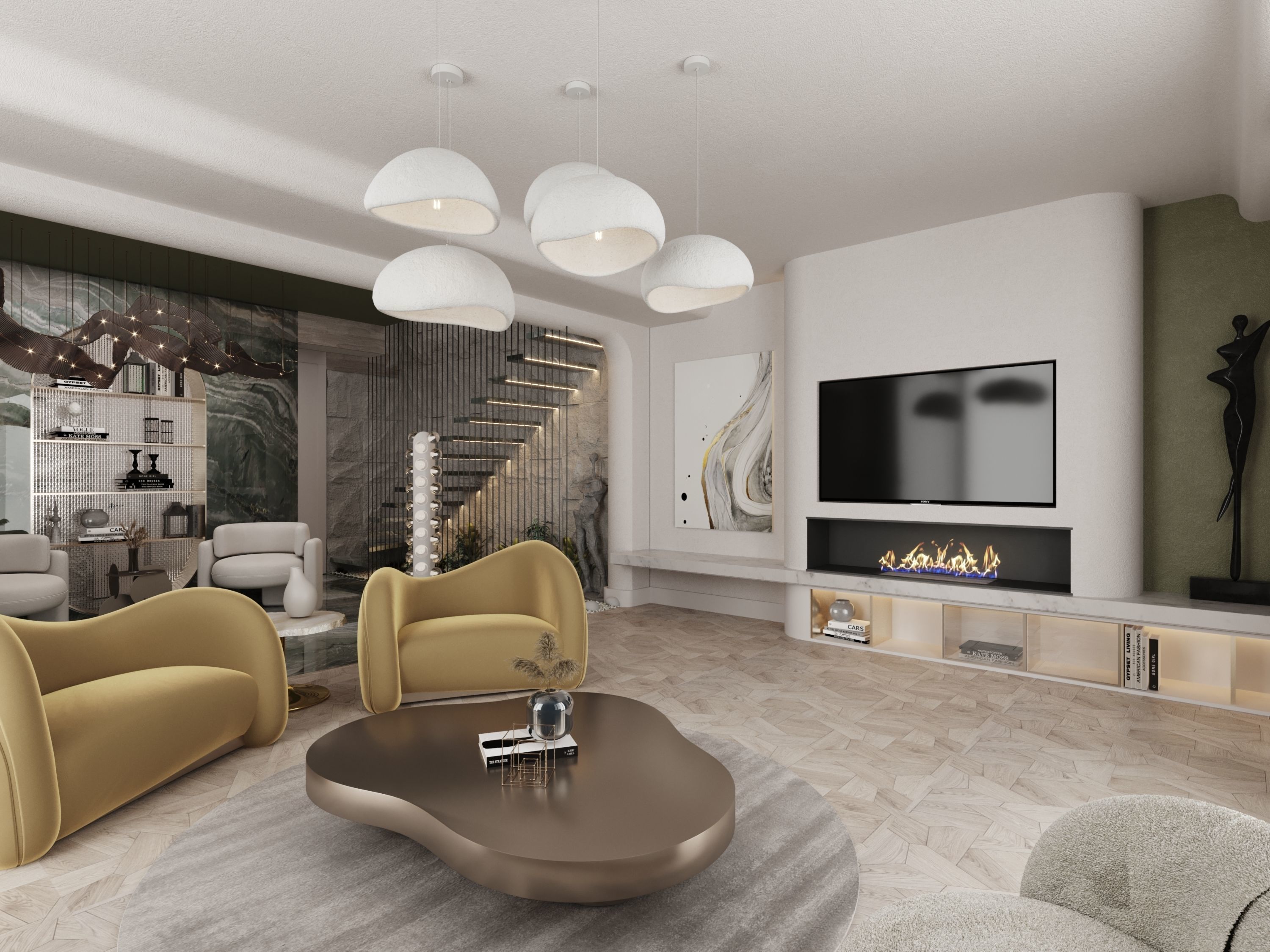 Living Room and Kitchen Modern DA Villa 3D model_3
