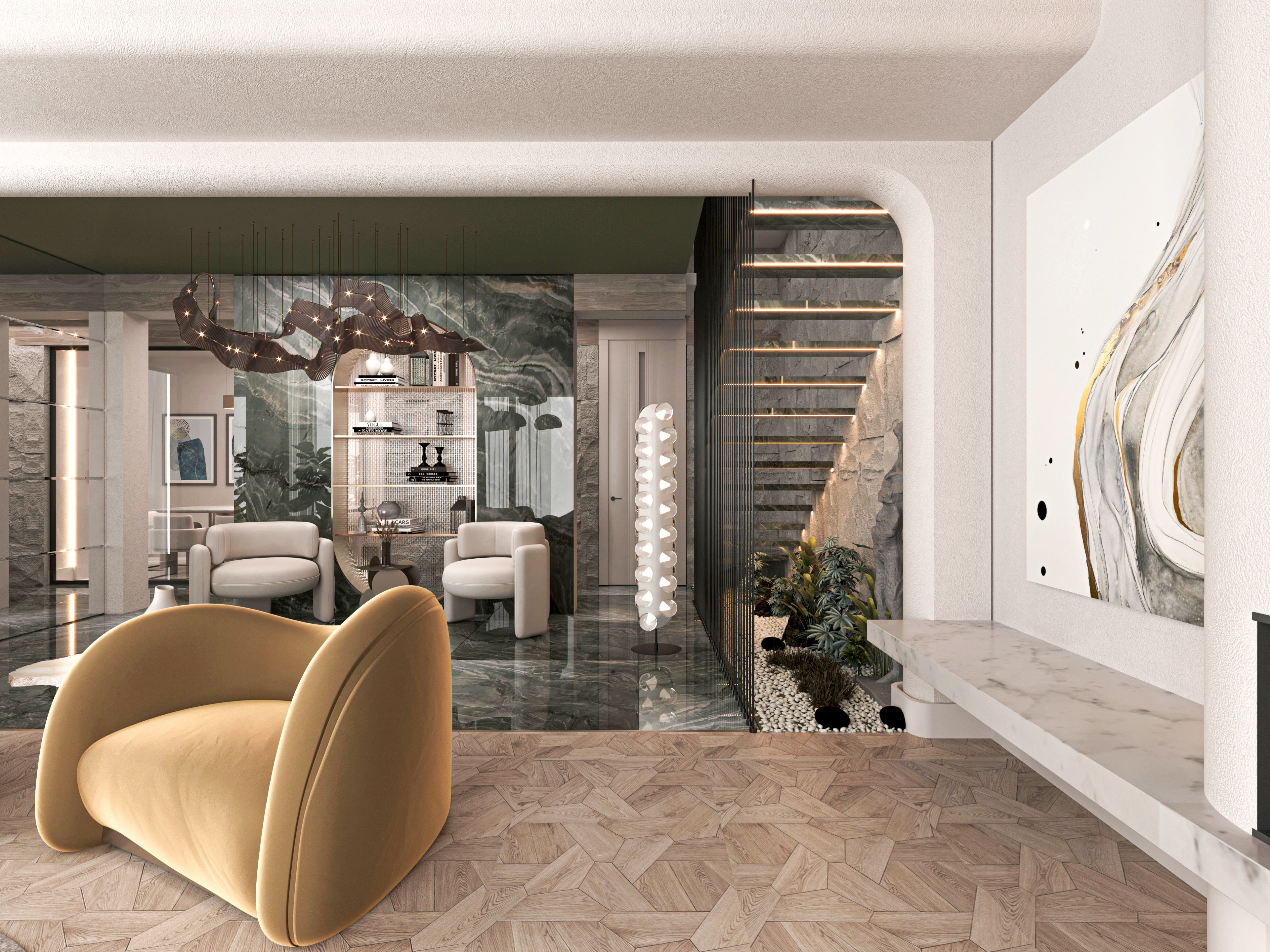 Living Room and Kitchen Modern DA Villa 3D model_12