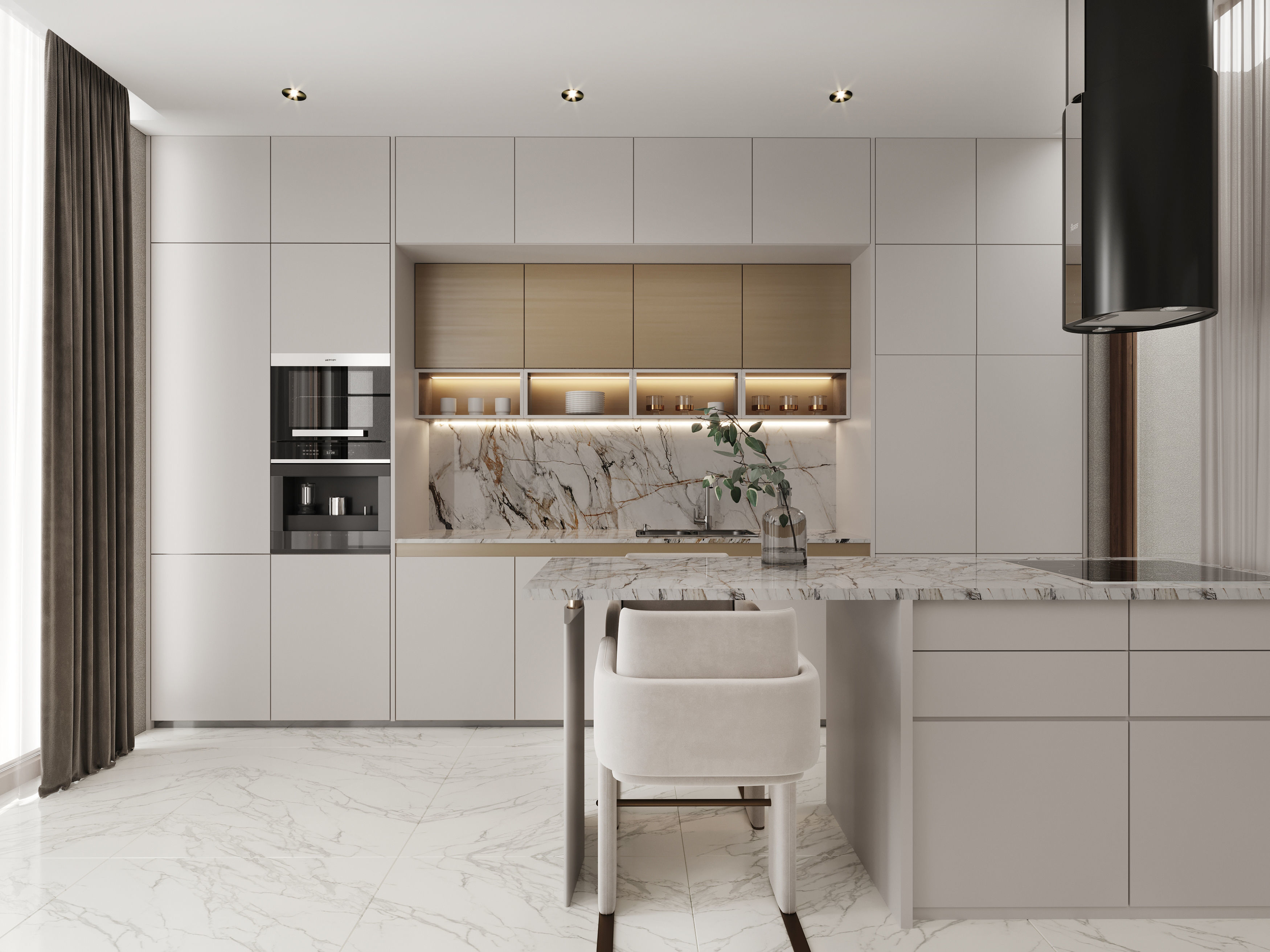 Living Room and Kitchen Modern DA Villa 3D model_2