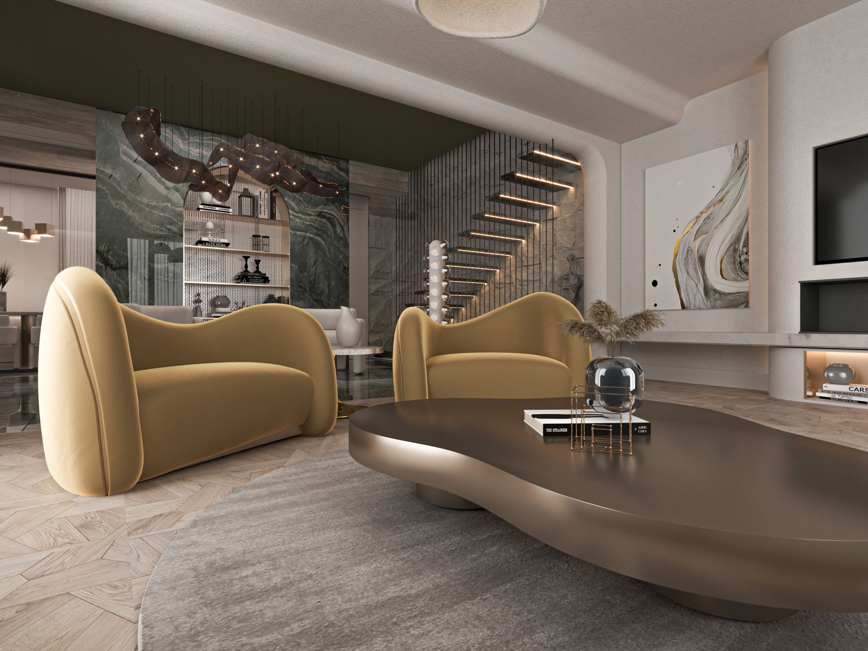 Living Room and Kitchen Modern DA Villa 3D model_15