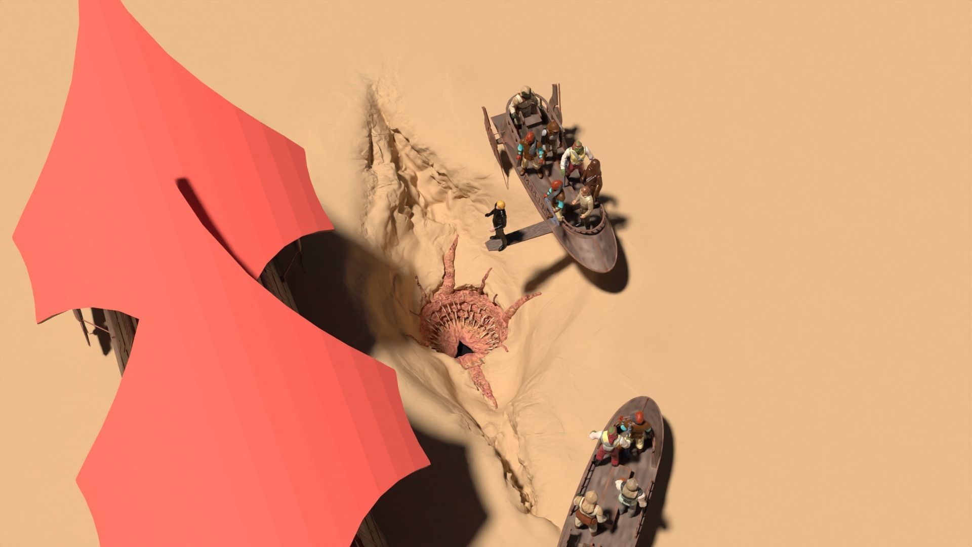 Sarlacc Pit playset 1-18 scale for 3-75 inch figures 3D print model_10