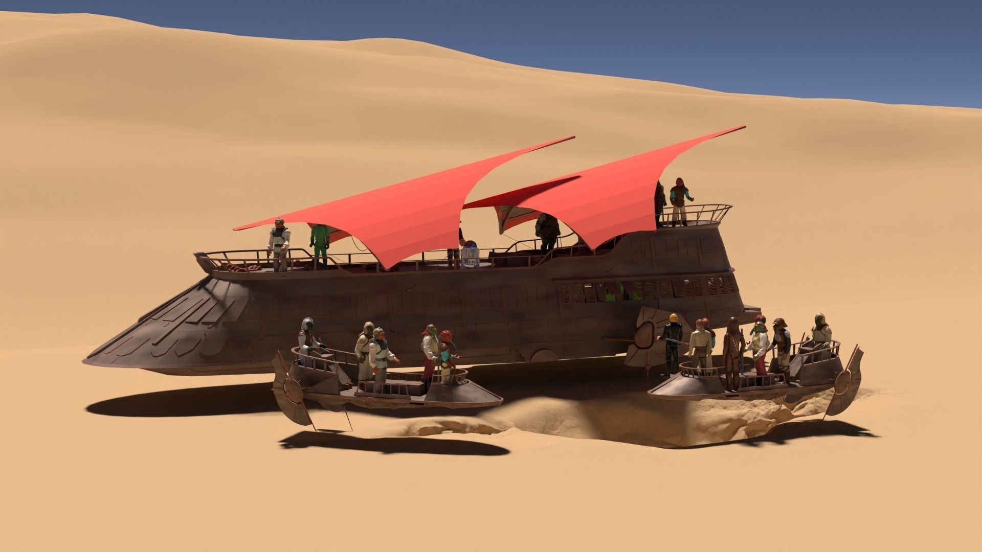 Sarlacc Pit playset 1-18 scale for 3-75 inch figures 3D print model_4