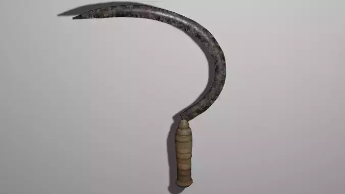 Low Poly Sickle wooden scythe