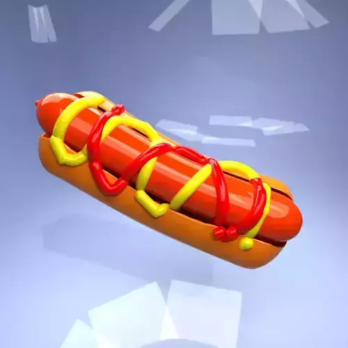 low poly sausage hot dog with mustard Low-poly 3D model