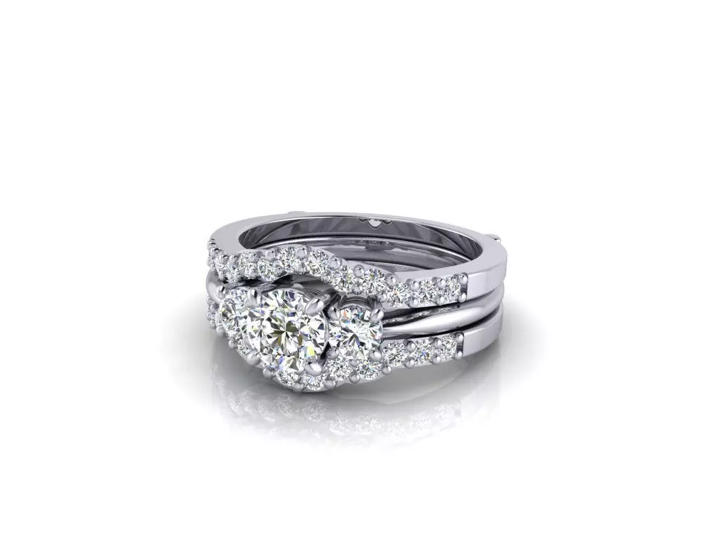 Trilogy Ring And Wedding Ring Free 3D print model