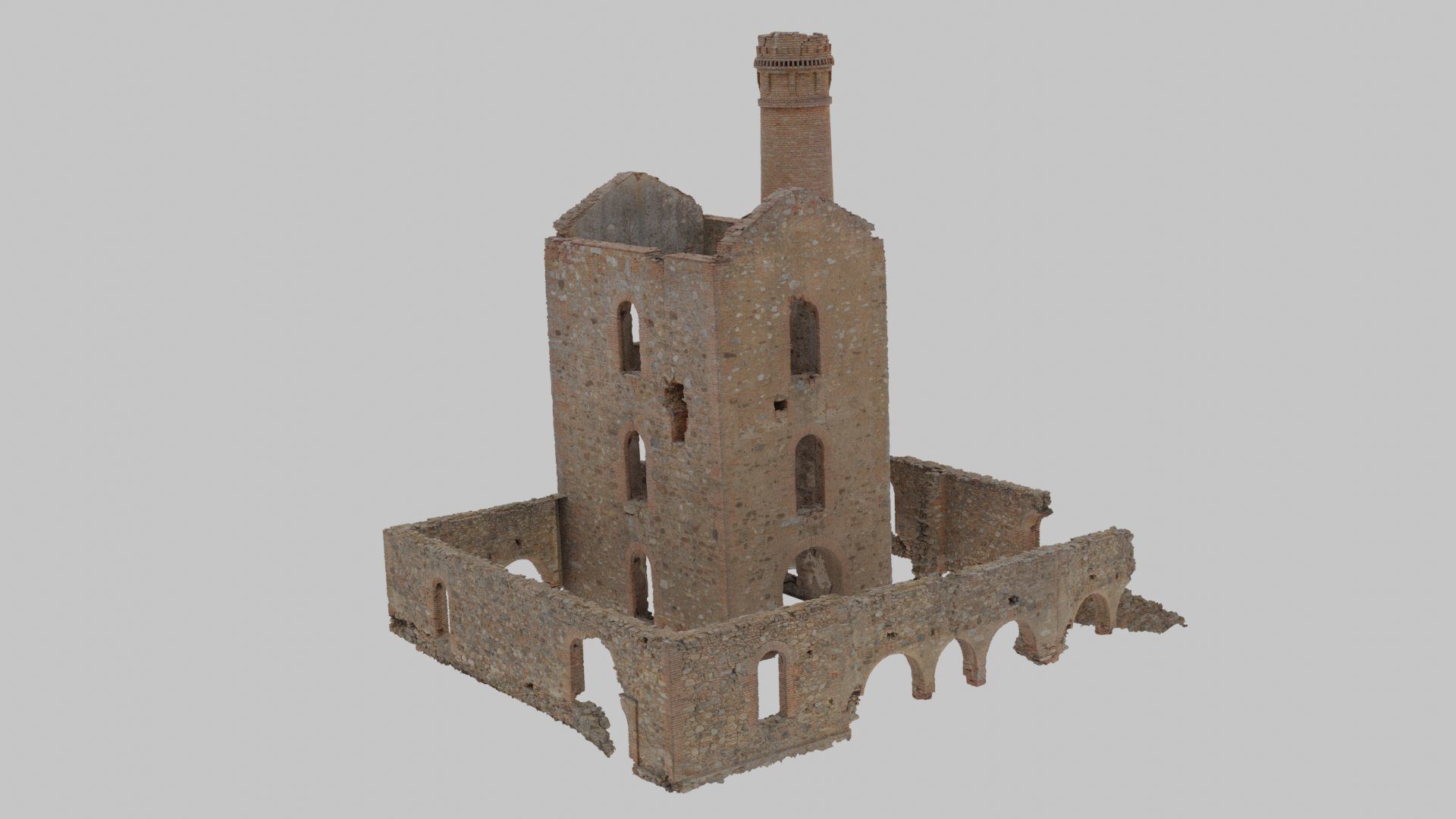 Brick Stone Factory Ruins Set Pbr Scan Low-poly 3D model_17