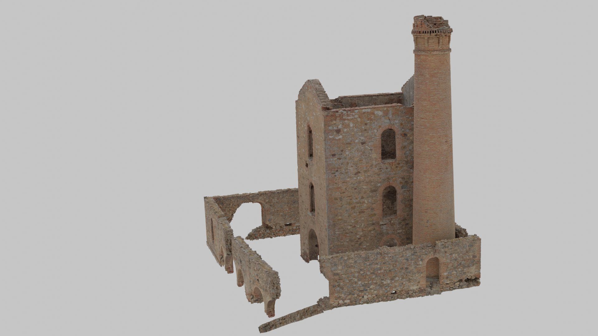 Brick Stone Factory Ruins Set Pbr Scan Low-poly 3D model_13