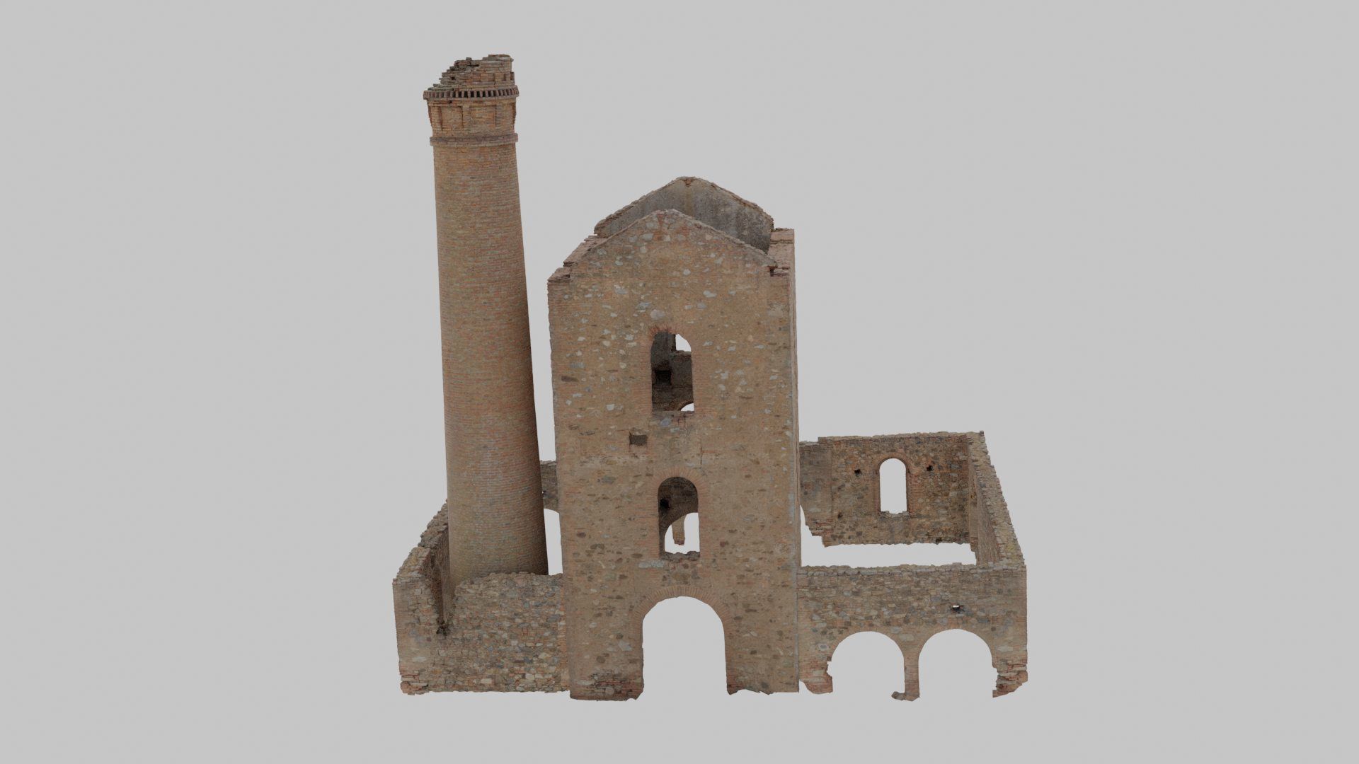 Brick Stone Factory Ruins Set Pbr Scan Low-poly 3D model_9