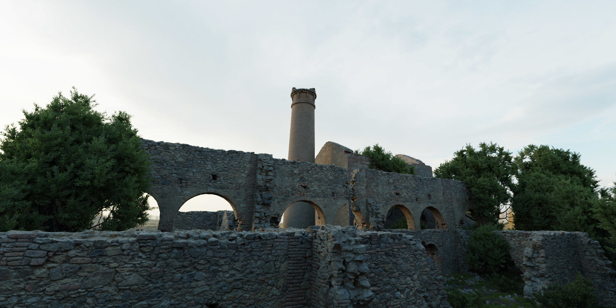 Brick Stone Factory Ruins Set Pbr Scan Low-poly 3D model_3