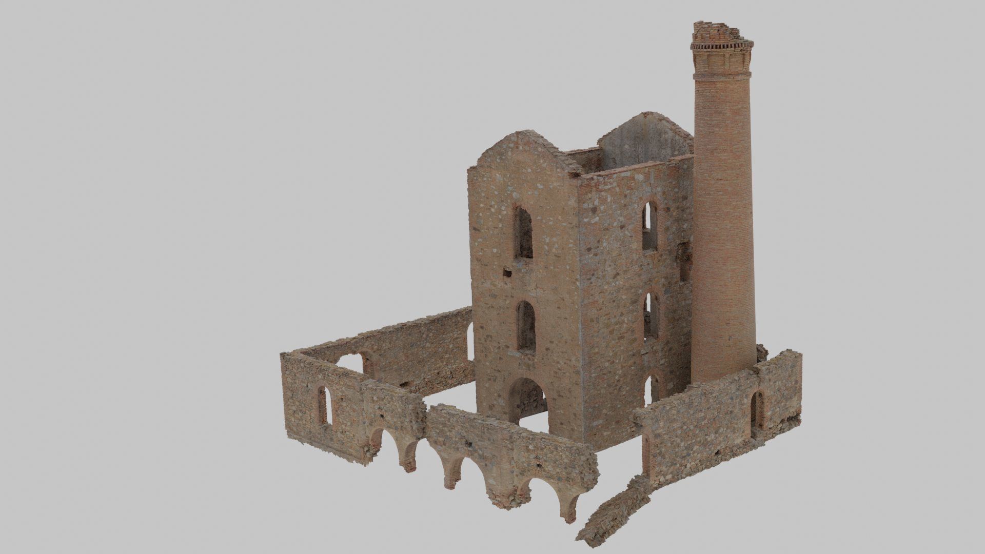 Brick Stone Factory Ruins Set Pbr Scan Low-poly 3D model_14