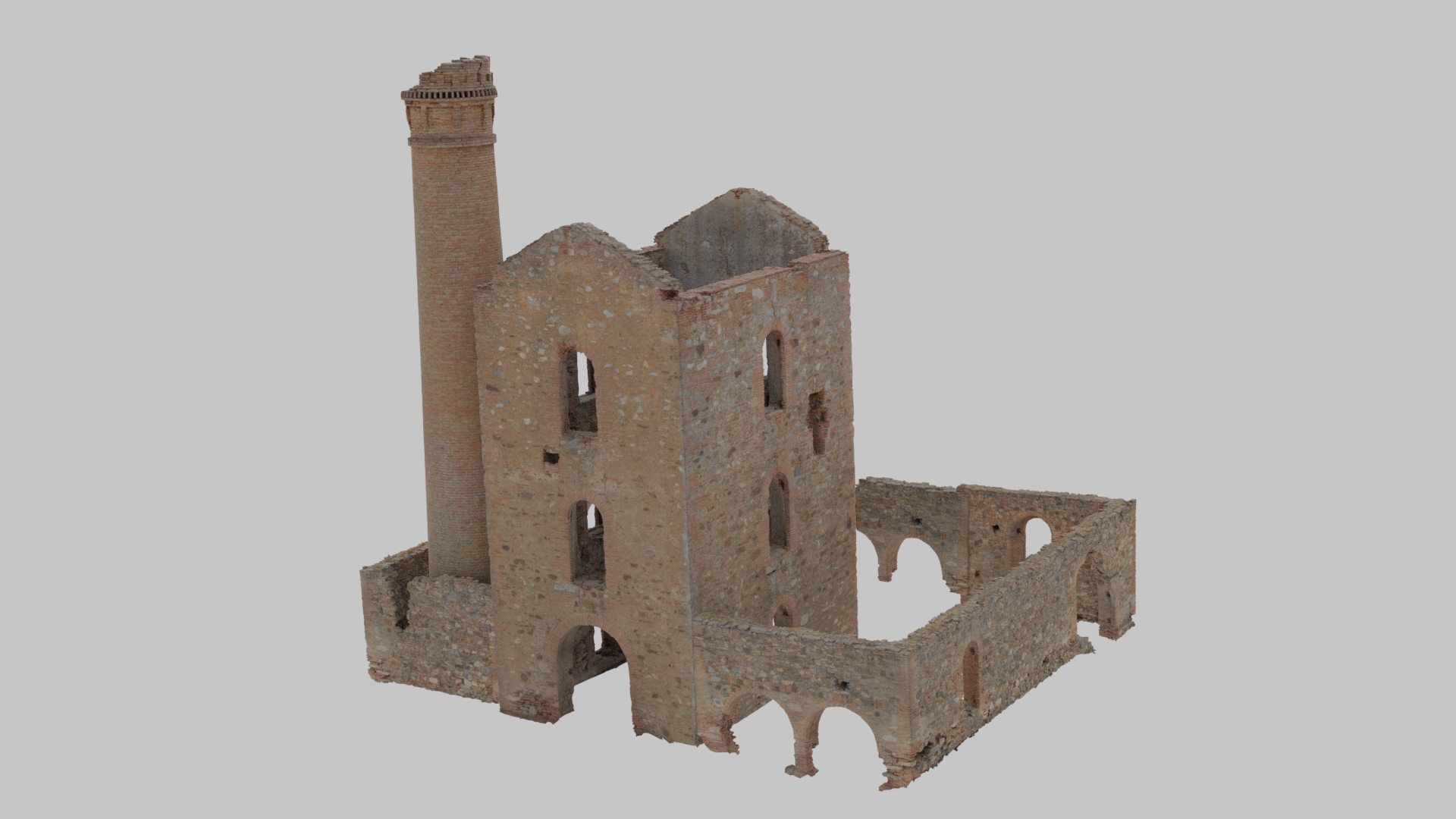 Brick Stone Factory Ruins Set Pbr Scan Low-poly 3D model_8