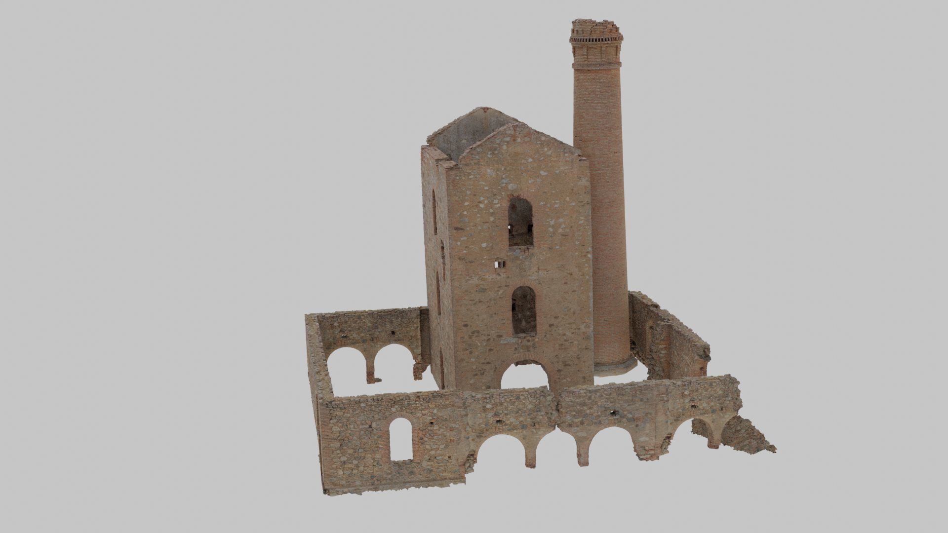 Brick Stone Factory Ruins Set Pbr Scan Low-poly 3D model_16