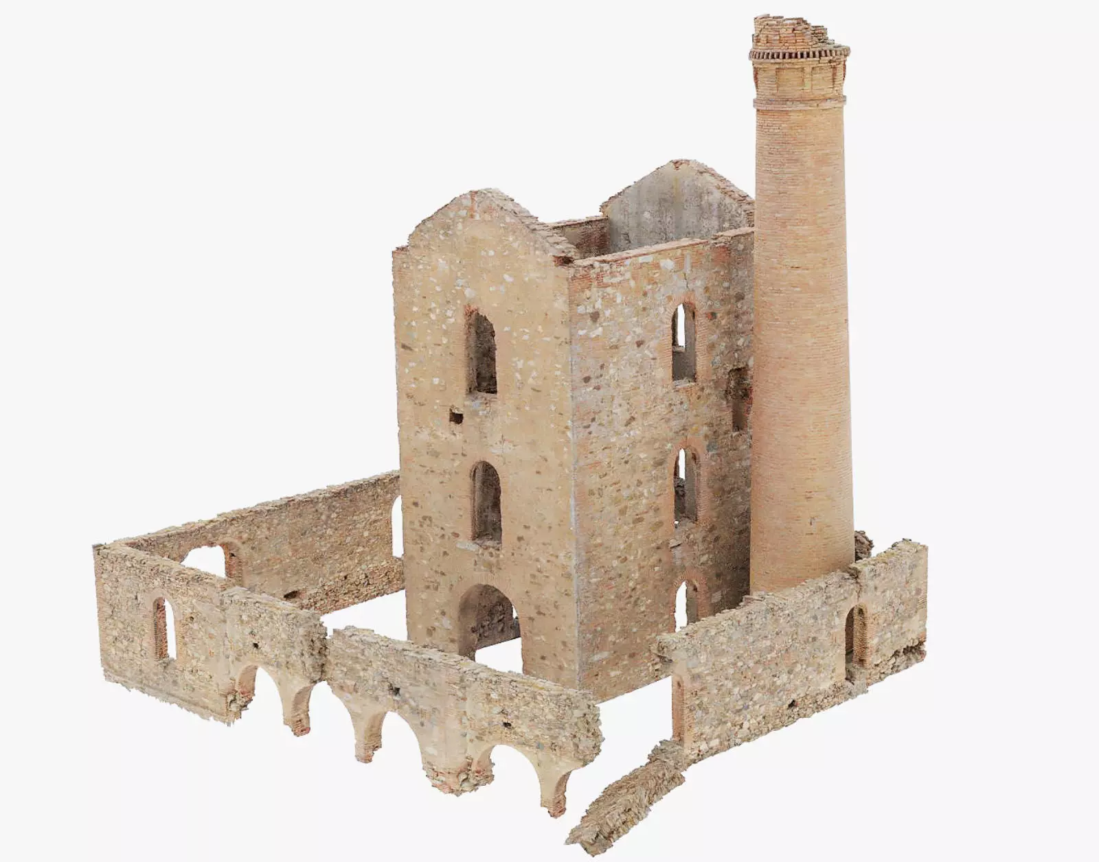 Brick Stone Factory Ruins Set Pbr Scan Low-poly 3D model_0