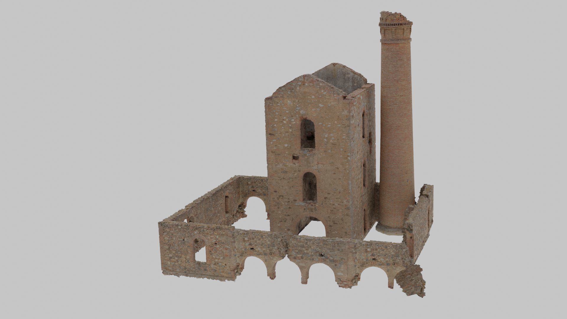 Brick Stone Factory Ruins Set Pbr Scan Low-poly 3D model_15